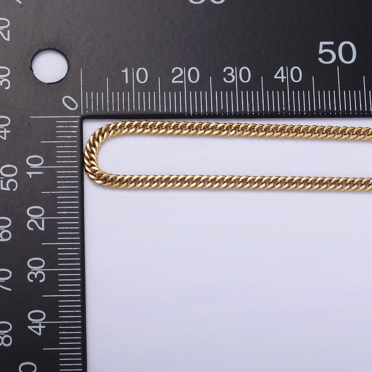 Stainless Steel 2.5mm Flat Concave Curb 18 Inch Chain Layering Necklace | WA-2029 Clearance Pricing - DLUXCA