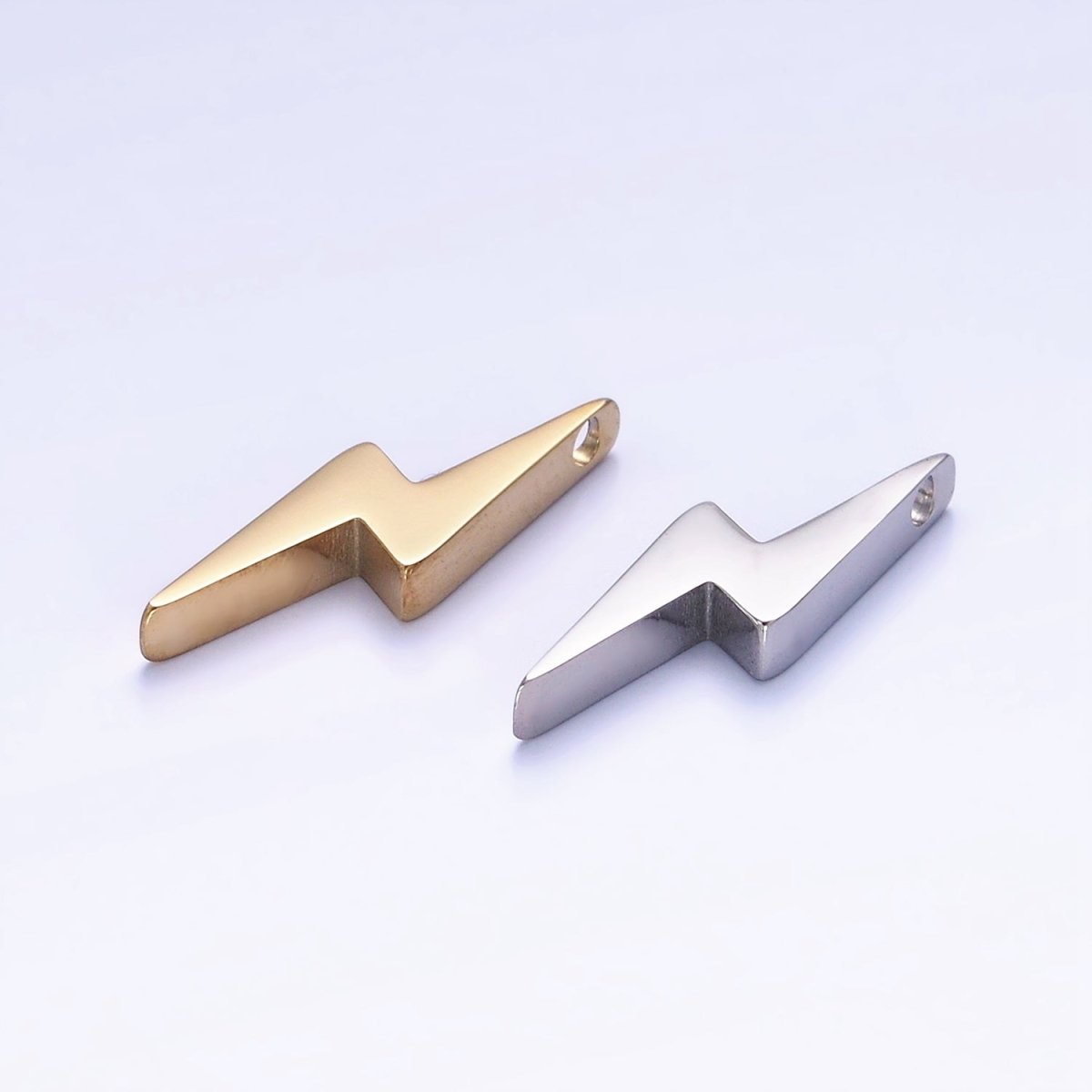 Stainless Steel 25mm Lightning Thunder Minimalist Charm in Gold & Silver | P941 - DLUXCA