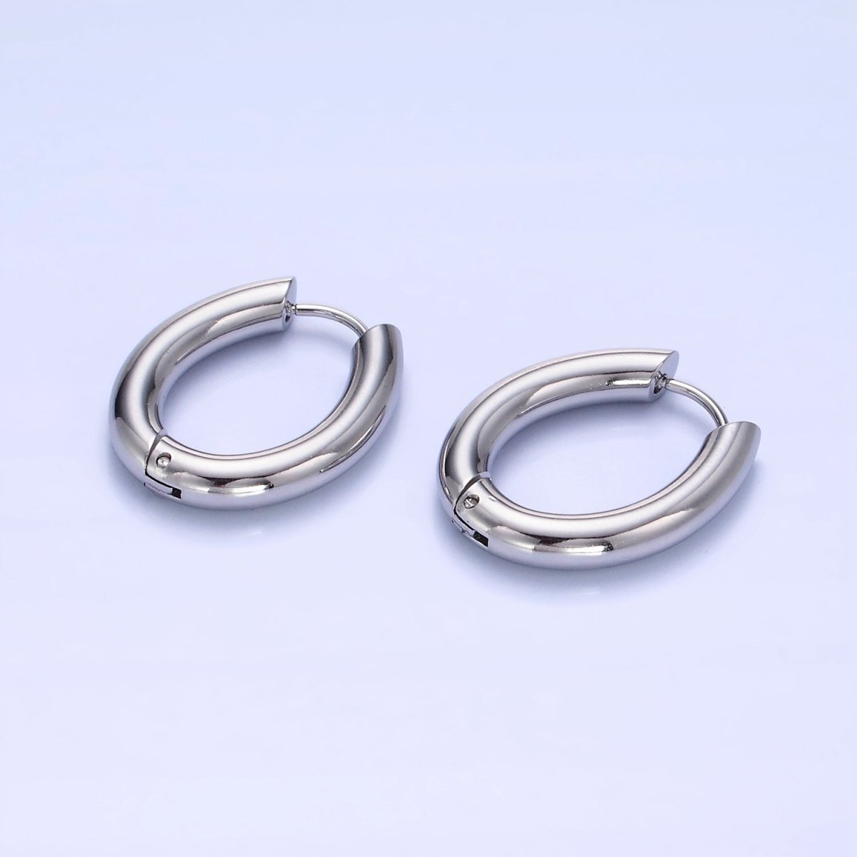 Stainless Steel 25mm Minimalist Oblong Hoop Earrings in Gold & Silver | P446 P447 - DLUXCA