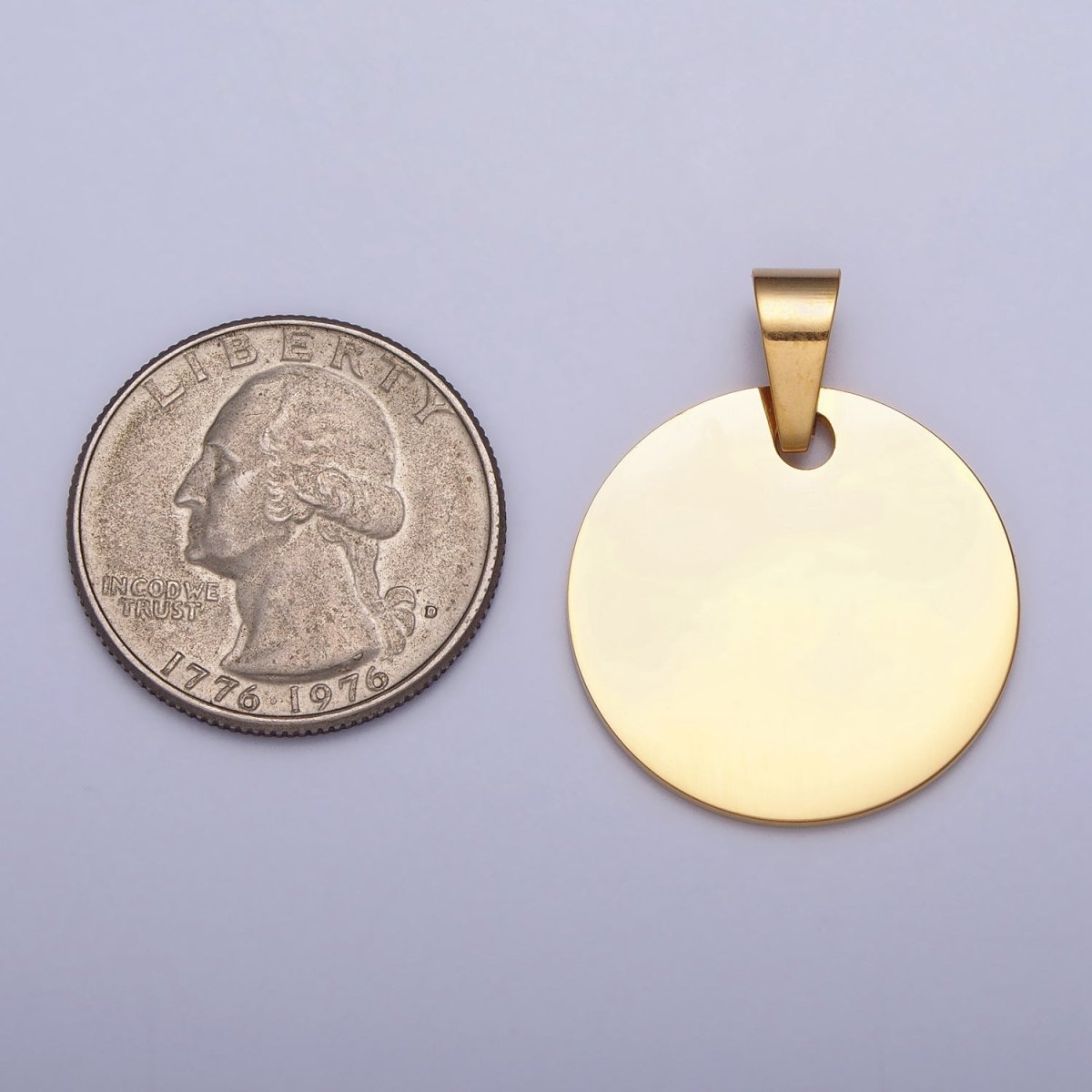 Stainless Steel 25mm Round Personalize Round Pendant in Gold & Silver | P-1083 - DLUXCA