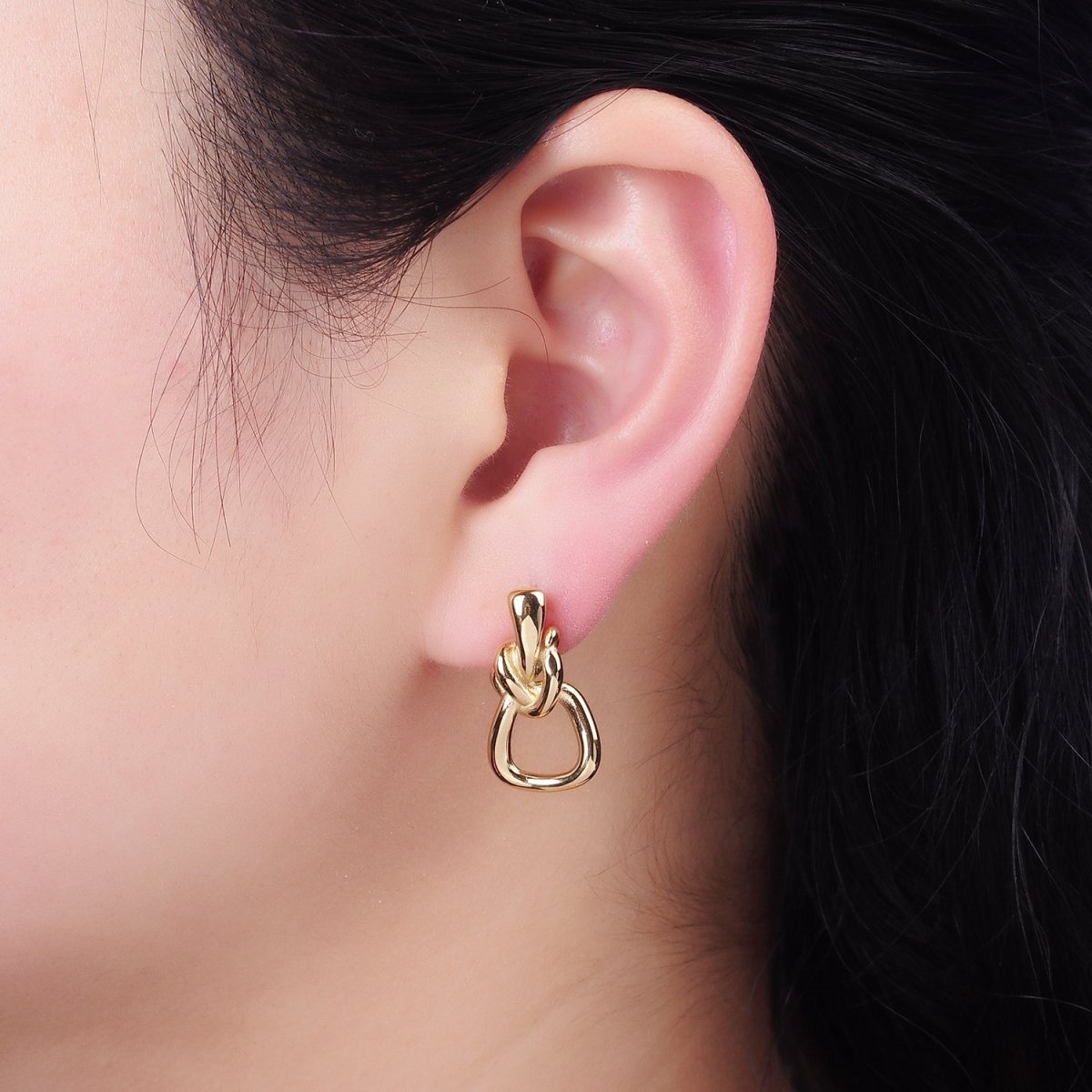 Stainless Steel 25mm Twisted Band Minimalist Stud Earrings | AB1152 - DLUXCA