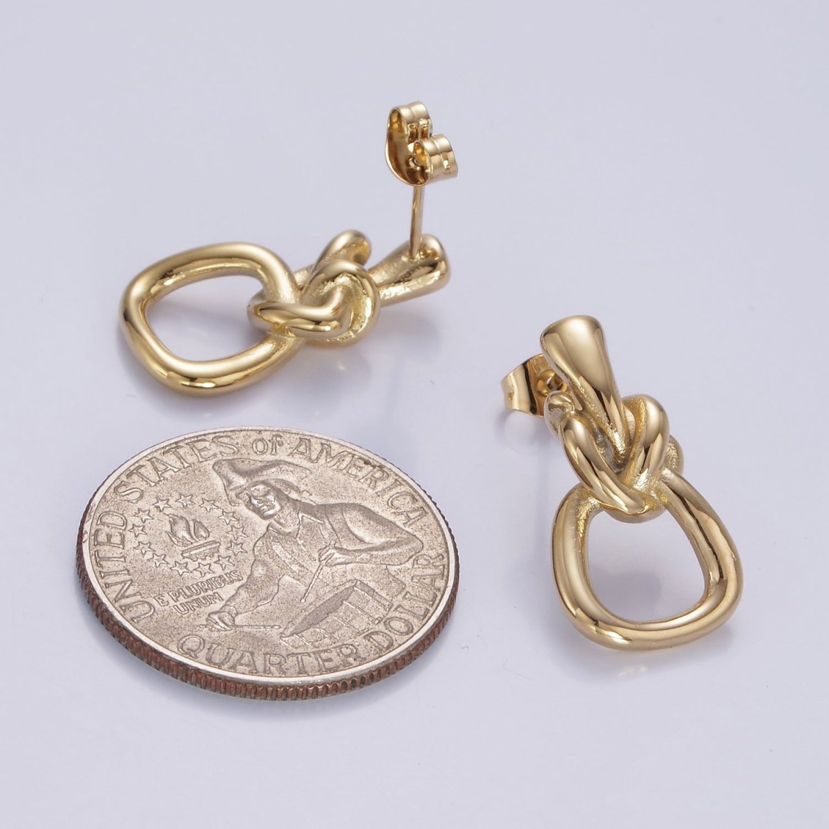 Stainless Steel 25mm Twisted Band Minimalist Stud Earrings | AB1152 - DLUXCA