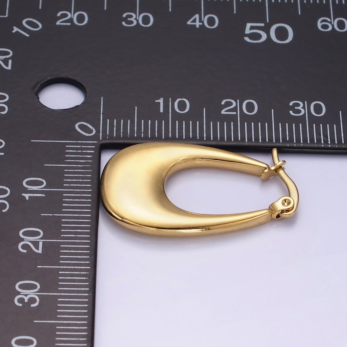 Stainless Steel 25mm U-Shaped Minimalist Latch Hoop | AE446 - DLUXCA