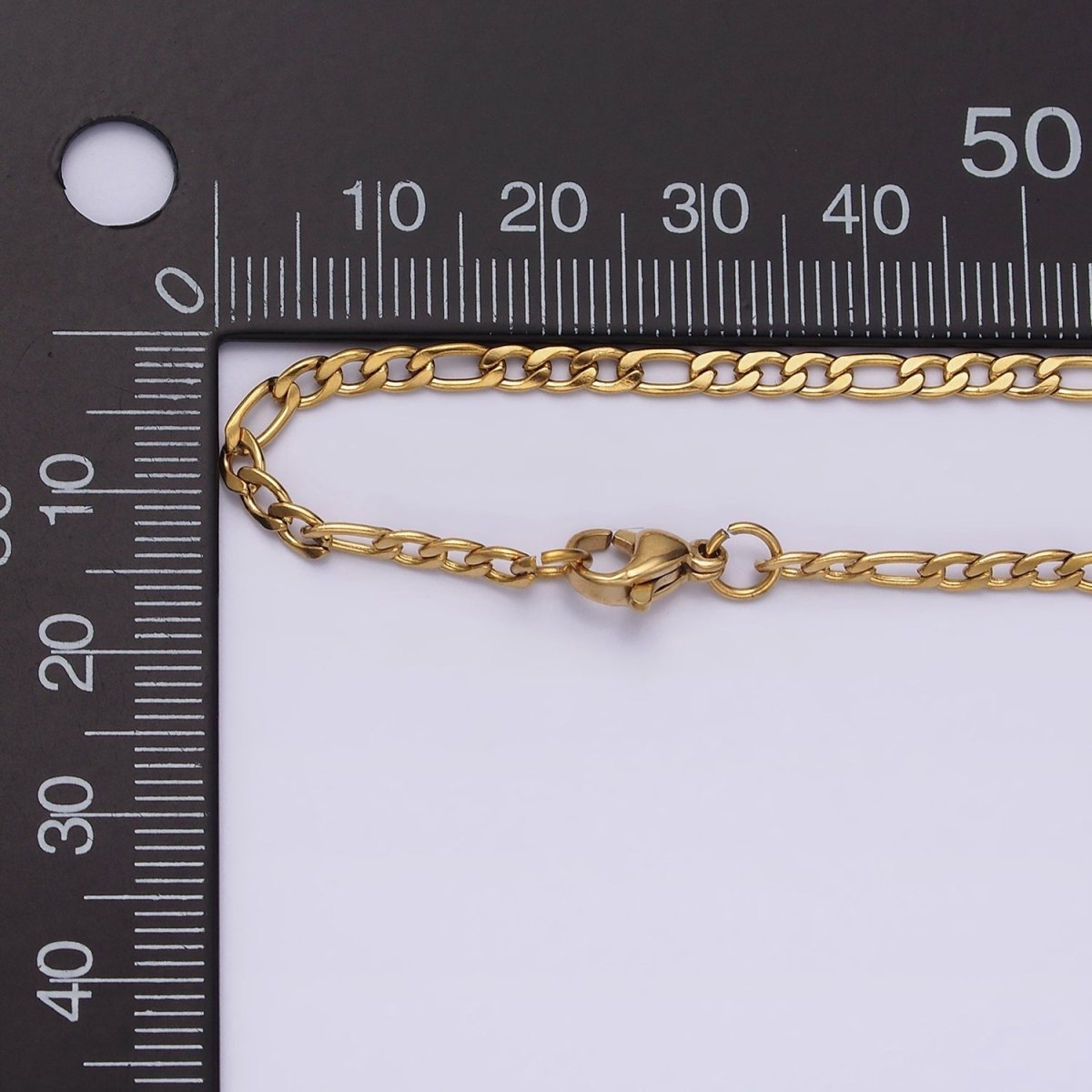 Stainless Steel 2.8mm Flat Figaro 17.72 Inch Layering Princess Chain Necklace | WA-2002 Clearance Pricing - DLUXCA