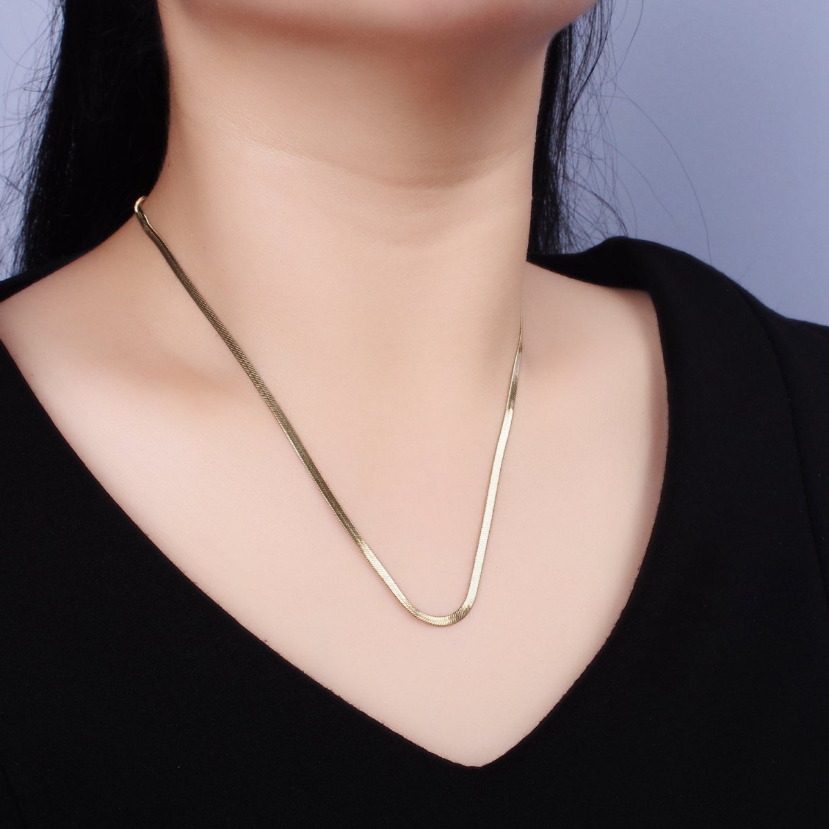 Stainless Steel 2mm Herringbone 18 Inch Layering Chain Necklace | WA-2017 Clearance Pricing - DLUXCA