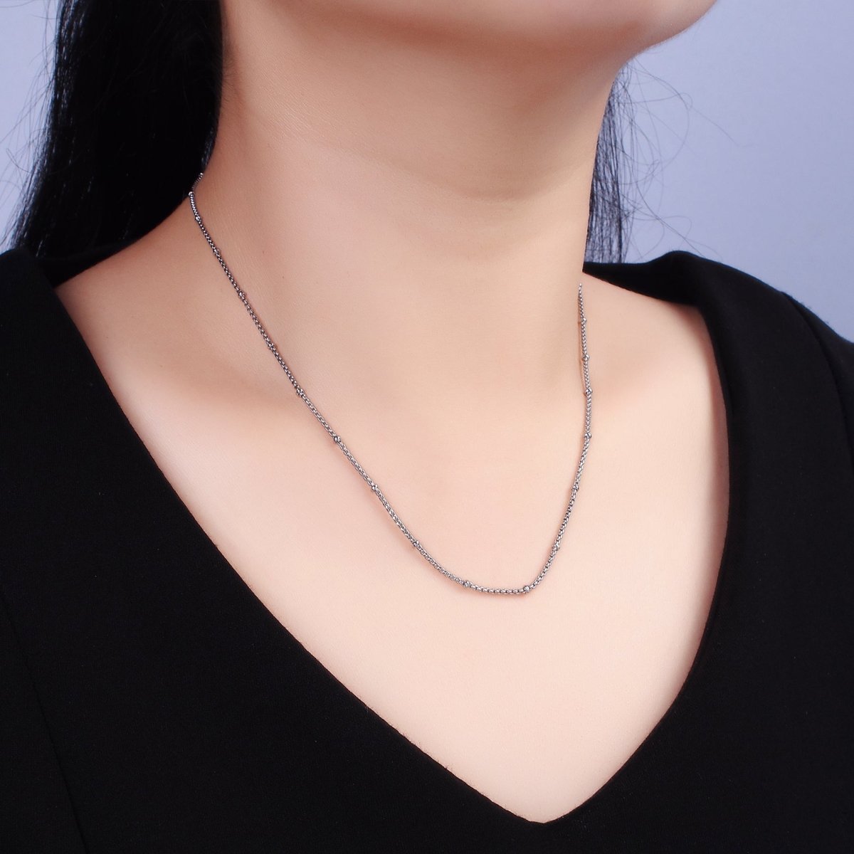 Stainless Steel 2mm Satellite Box 18 Inch Chain Necklace in Gold & Silver | WA-2024 WA-2103 Clearance Pricing - DLUXCA