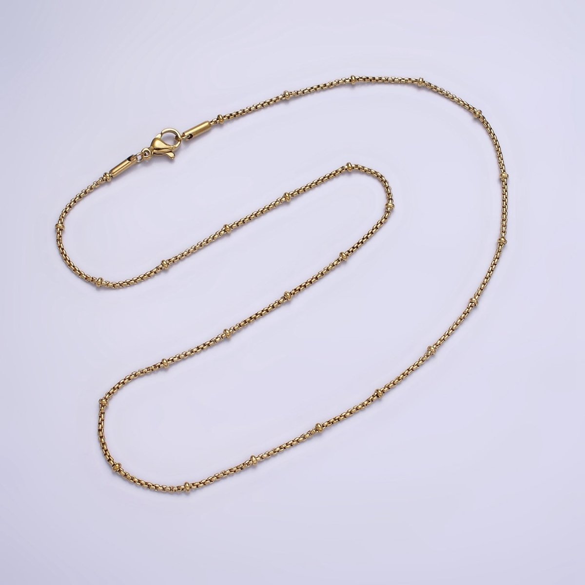 Stainless Steel 2mm Satellite Box 18 Inch Chain Necklace in Gold & Silver | WA-2024 WA-2103 Clearance Pricing - DLUXCA