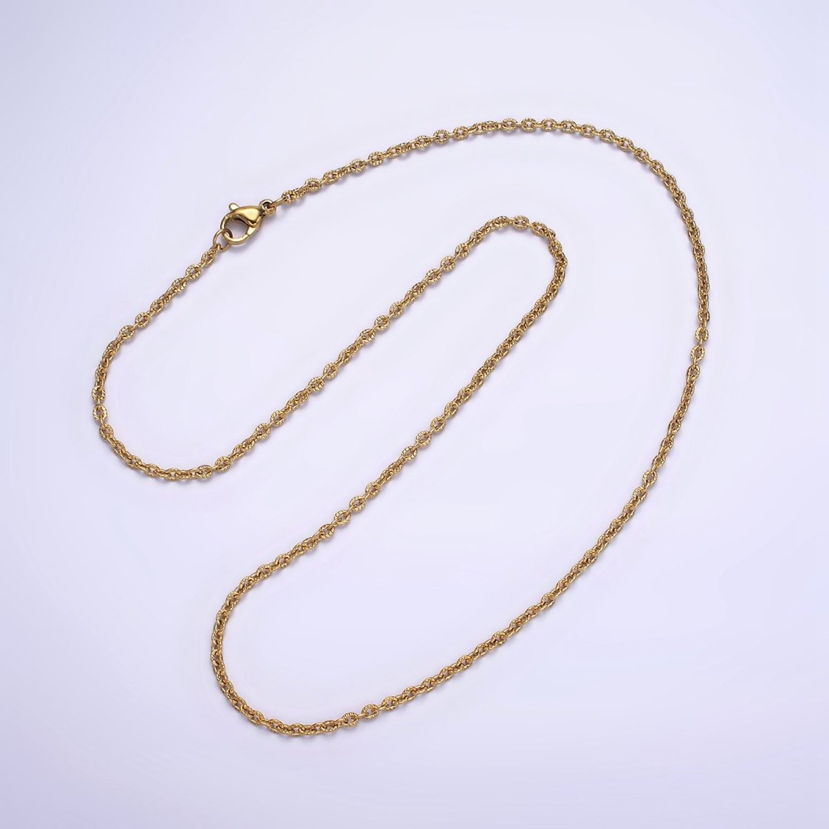 Stainless Steel 2mm Sunburst Cable 18 Inch Layering Chain Necklace in Gold & Silver | WA-1994 WA-2107 Clearance Pricing - DLUXCA