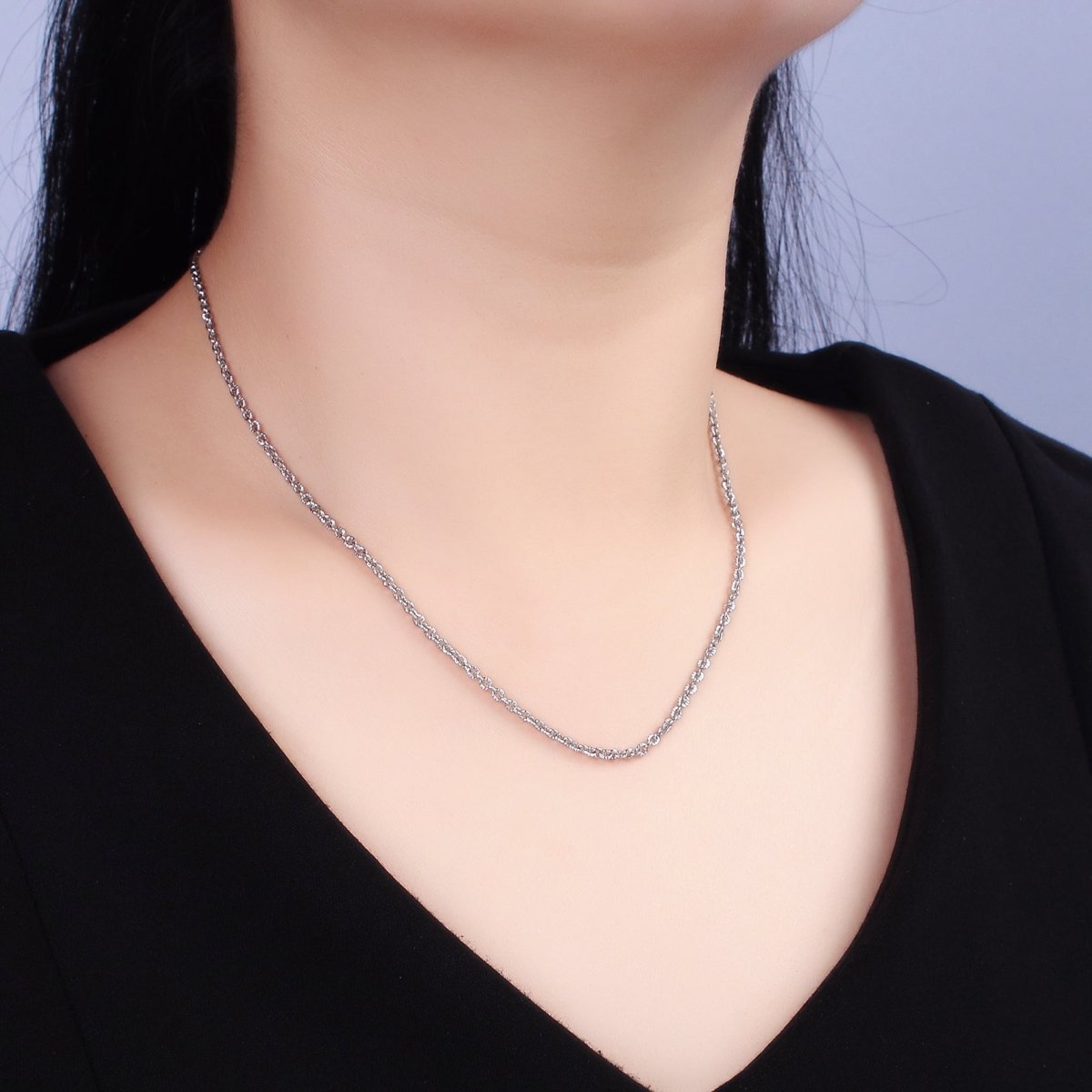 Stainless Steel 2mm Sunburst Cable 18 Inch Layering Chain Necklace in Gold & Silver | WA-1994 WA-2107 Clearance Pricing - DLUXCA