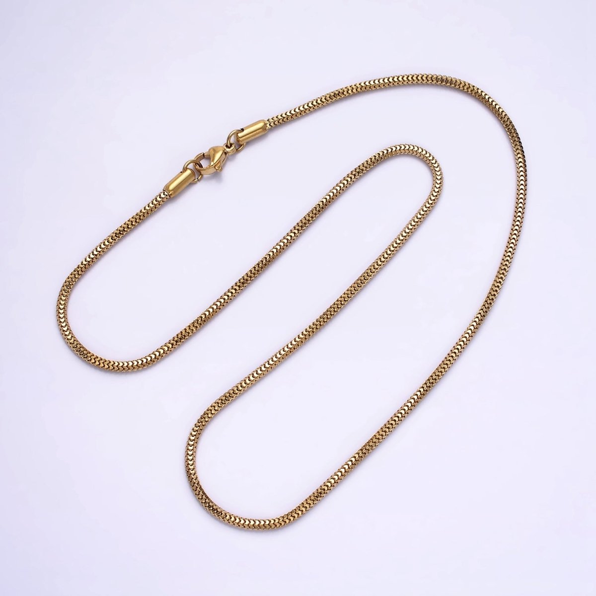 Stainless Steel 2mm Wheat Cocoon Snake Chain 18 Inch Layering Necklace | WA-2018 Clearance Pricing - DLUXCA