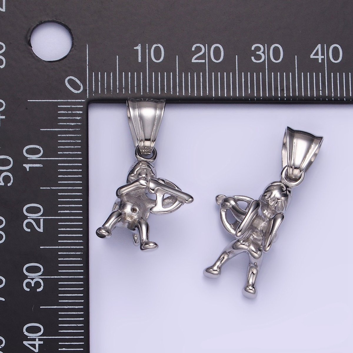 Stainless Steel 30mm Baby Boy Cherub Cupid Arrow Minimalist Pendant | P1414 - DLUXCA