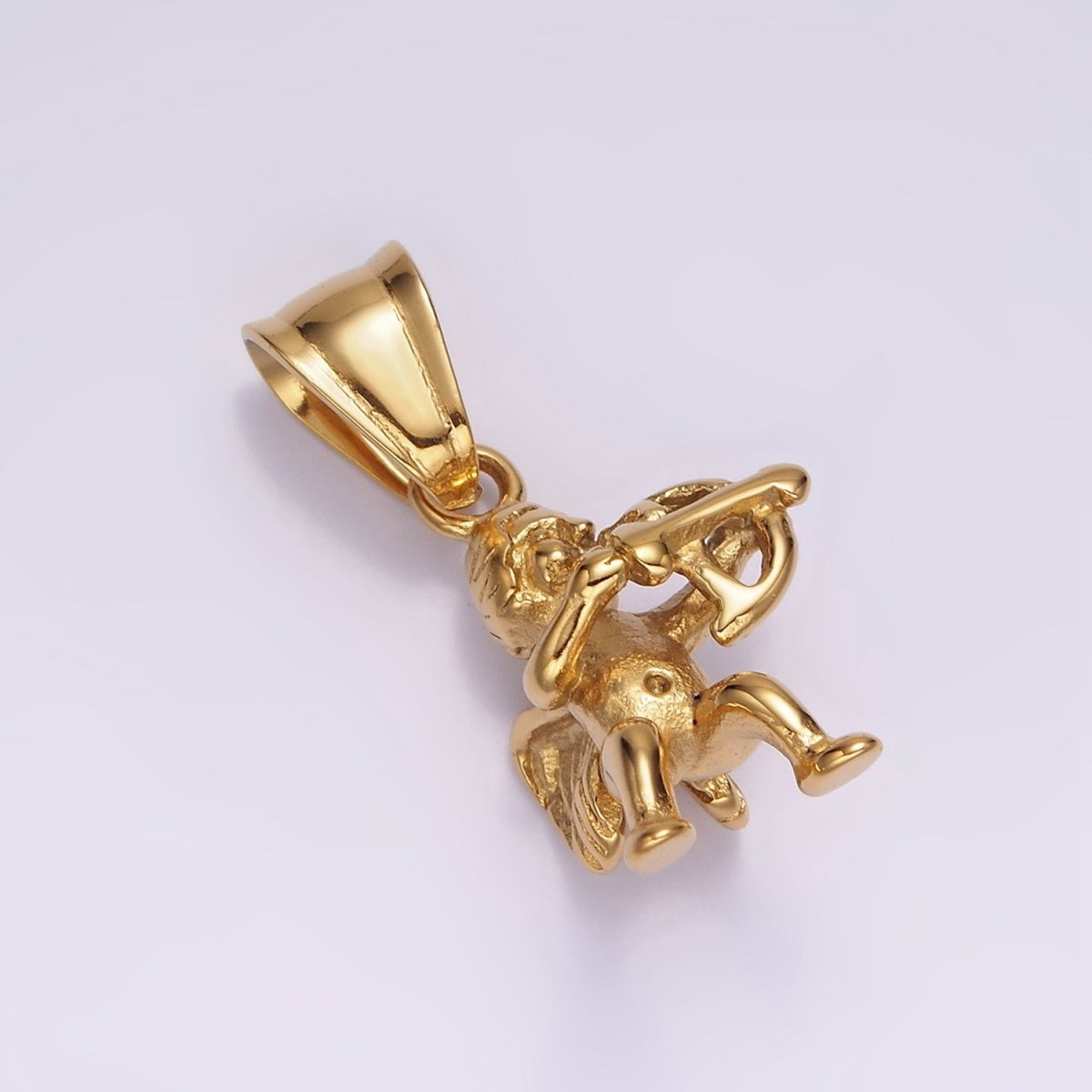 Stainless Steel 30mm Baby Boy Cherub Cupid Arrow Minimalist Pendant | P867 - DLUXCA