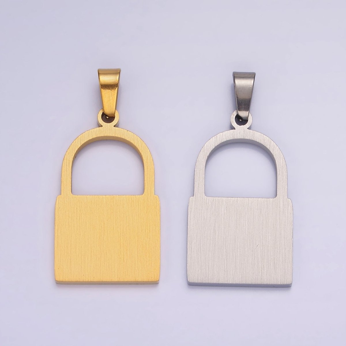 Stainless Steel 30mm Padlock Minimalist Pendant in Gold & Silver | P-846 P-847 - DLUXCA