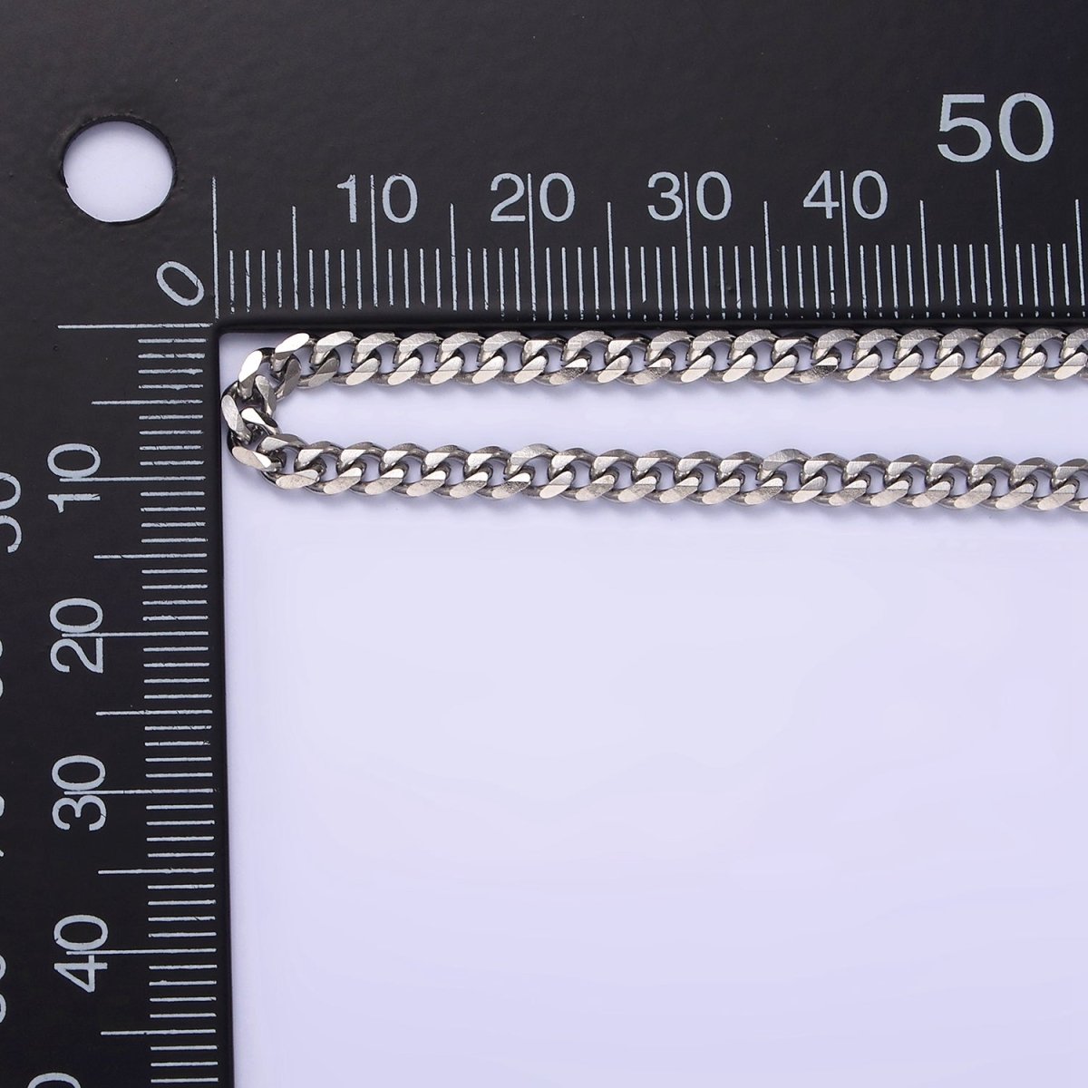 Stainless Steel 3.4 mm Curb Chain | Silver Curb Necklace | Steel Curb Chain | Men's Necklace | Men's Stainless Steel Chain | Tarnish Resistant | WA-2147 to WA-2150 Clearance Pricing - DLUXCA