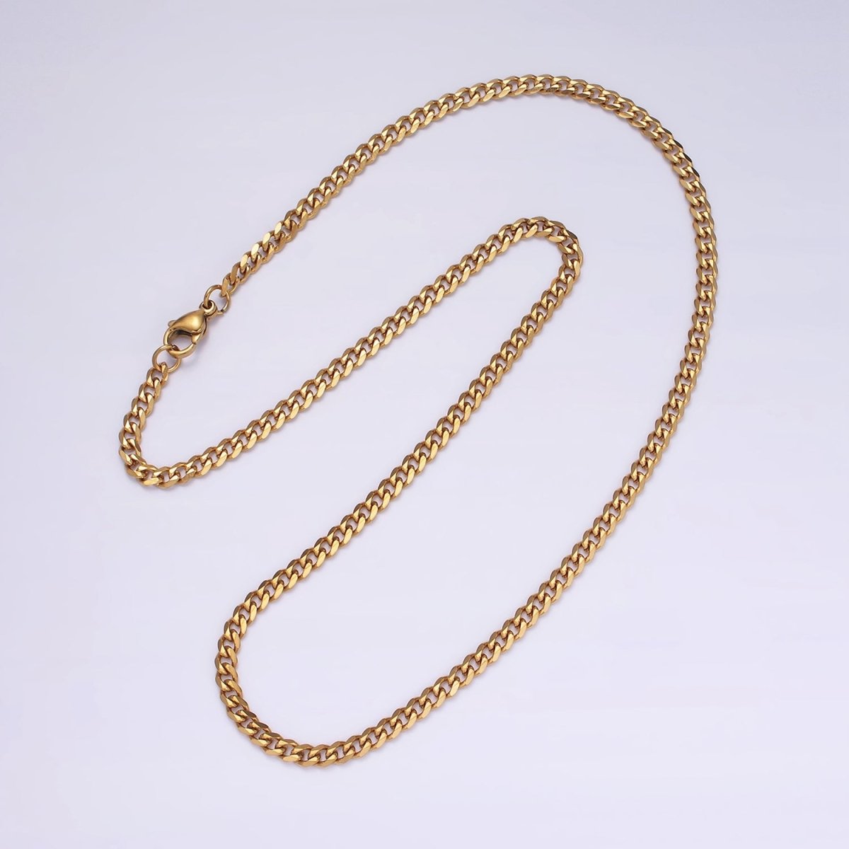 Stainless Steel 3.5mm Concave Curb 18 Inch Layering Chain Necklace | WA-2317 Clearance Pricing - DLUXCA