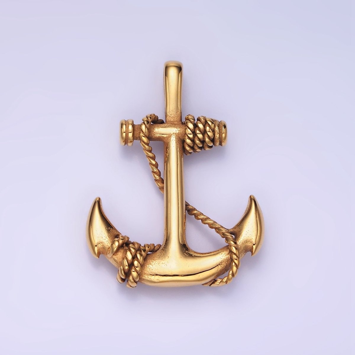 Stainless Steel 35mm Rope Tied Anchor Nautical Oxidized Pendant | P1186 - DLUXCA