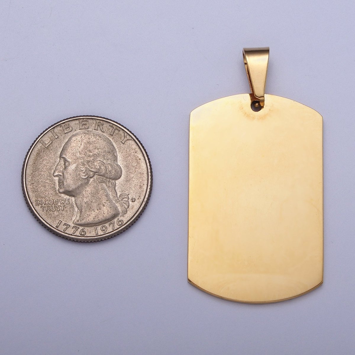 Stainless Steel 36.5mm, 48.5mm Rectangular Tag Engravable Geometric Pendant in Gold and Silver J-437 J-438 J-429 J-431 - DLUXCA