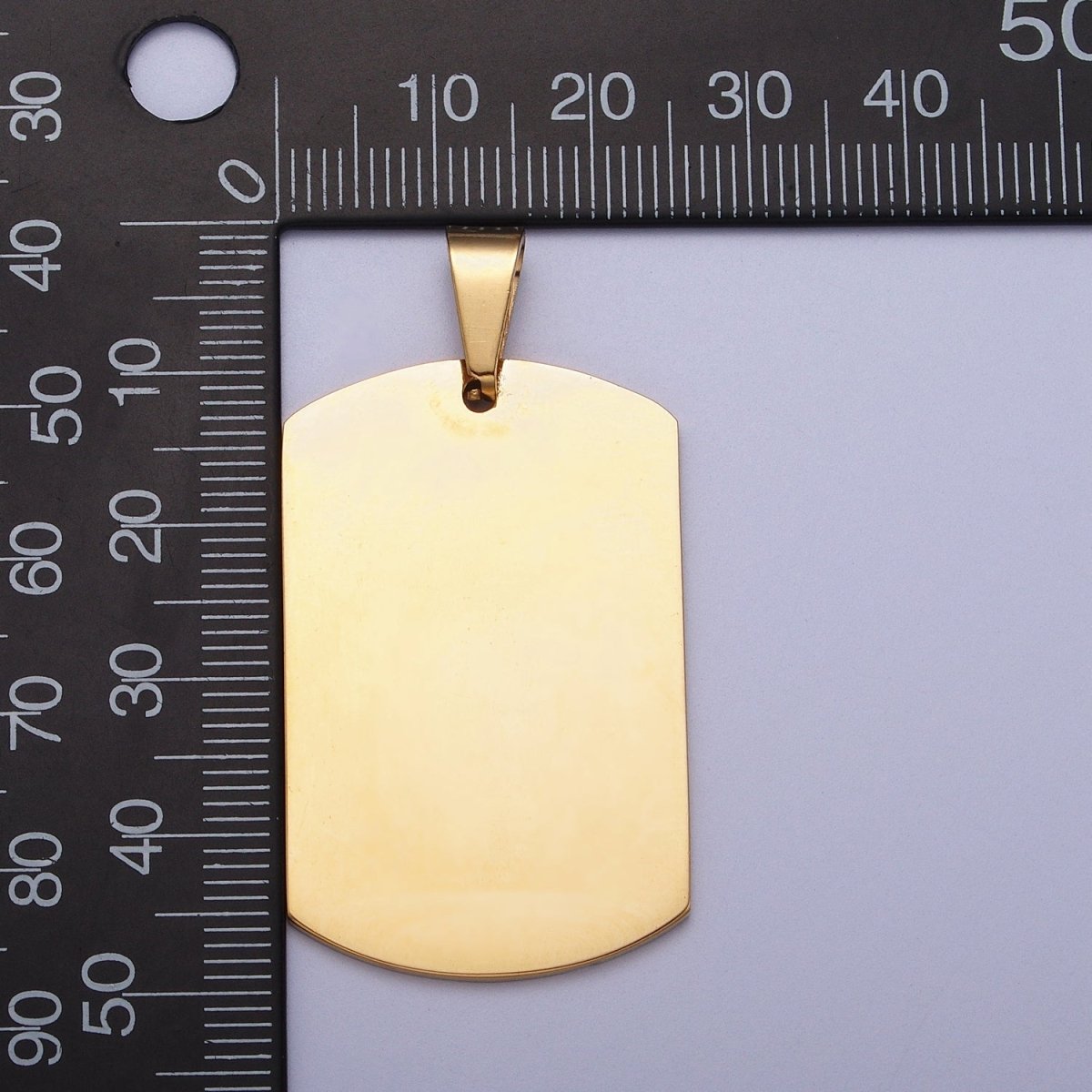 Stainless Steel 36.5mm, 48.5mm Rectangular Tag Engravable Geometric Pendant in Gold and Silver J-437 J-438 J-429 J-431 - DLUXCA