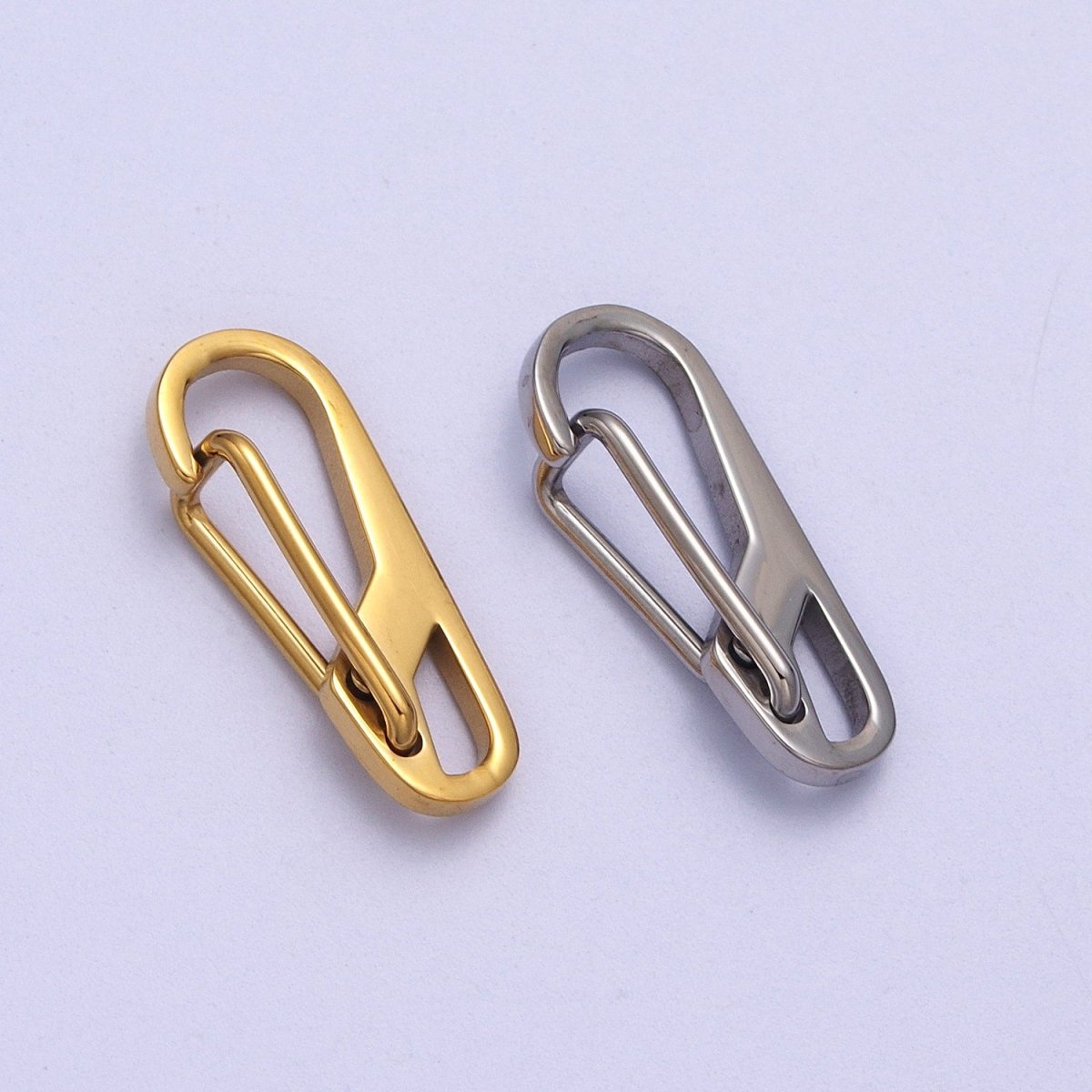 Stainless Steel 36.6mm, 22.3mm Carabiner Clip Snap Hook Jewelry Supply in Gold & Silver | Z-001 - Z-004 - DLUXCA
