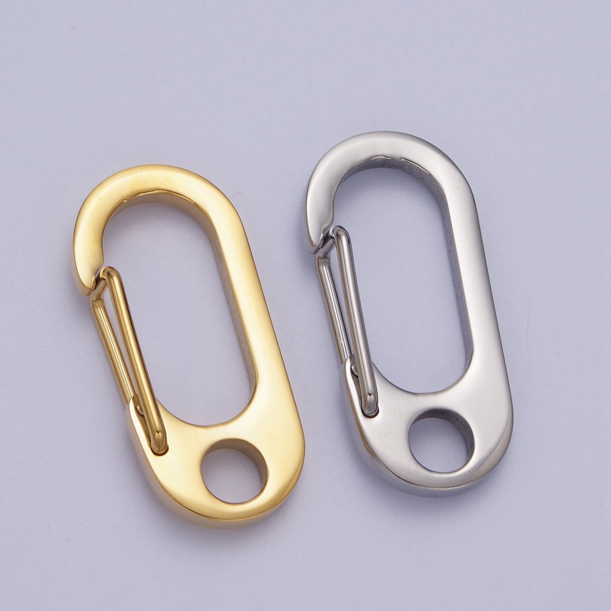 Stainless Steel 36mm, 42mm, 48mm, 53mm Oval Carabiner Clip Jewelry Supply in Gold & Silver | Z-005 ~ Z-012 - DLUXCA