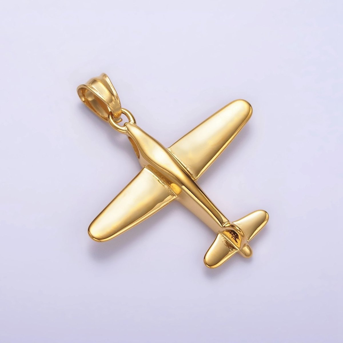 Stainless Steel 38.5mm Airplane Flying Aircraft Statement Pendant in Gold & Silver | P-781 P-782 - DLUXCA