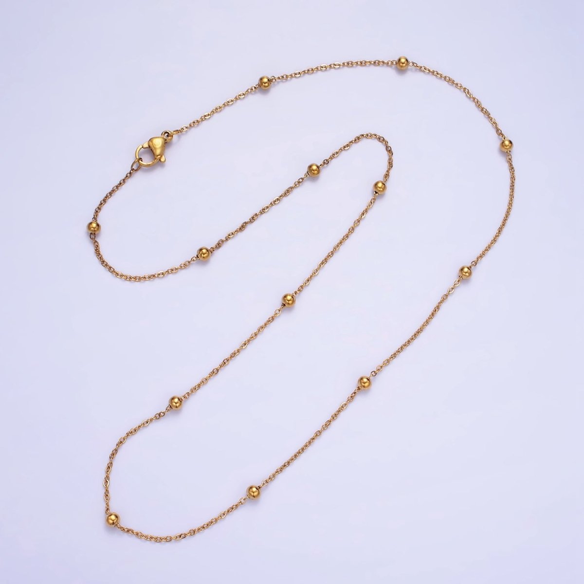 Stainless Steel 3mm Satellite Cable Chain 17.7 Inch Necklace | WA-2459 - DLUXCA