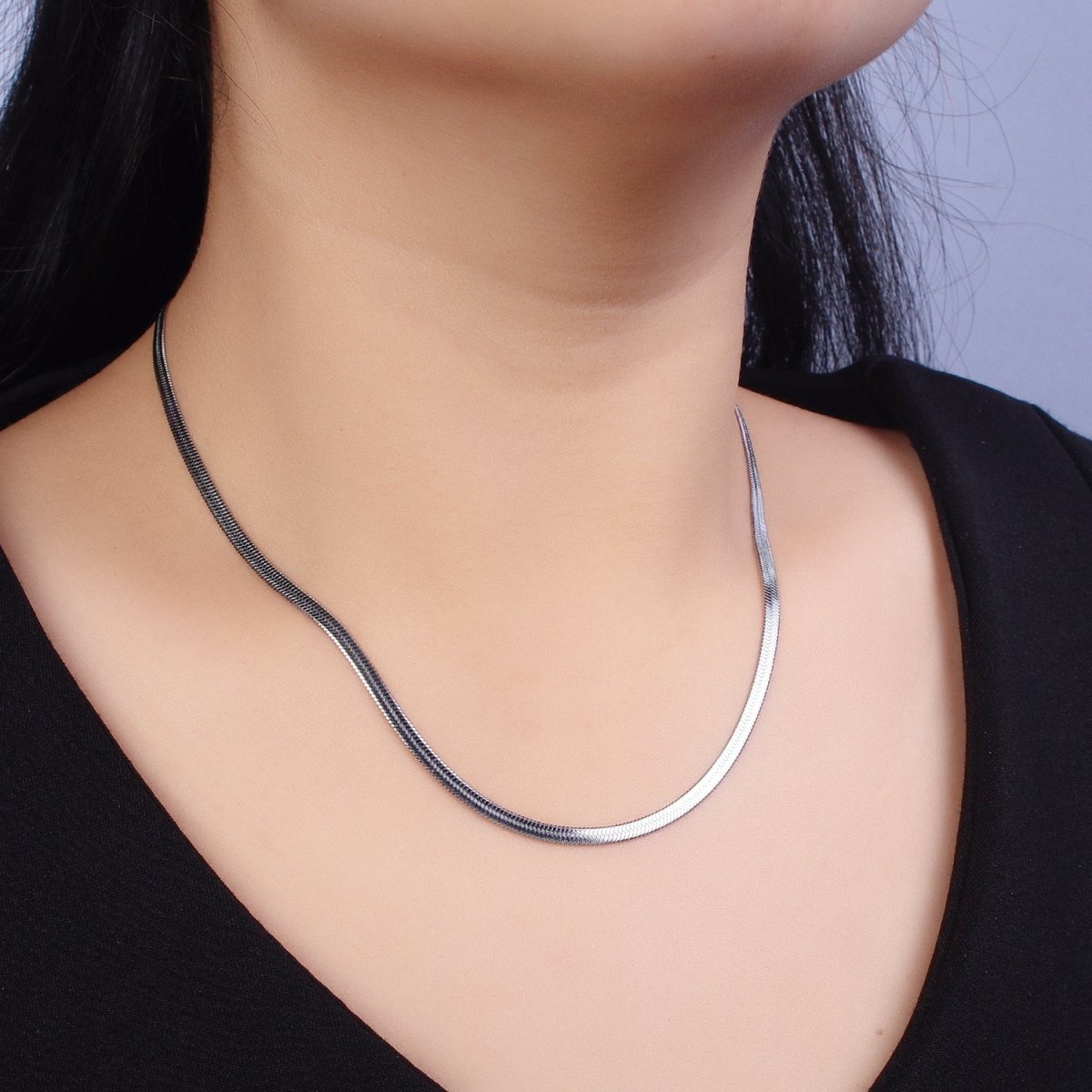 Stainless Steel 3mm Snake Herringbone 19.5 Inch, 17.7 Inch Chain Necklace with Lobster Clasps in Gold & Silver | WA-1617 - WA-1621 Clearance Pricing - DLUXCA