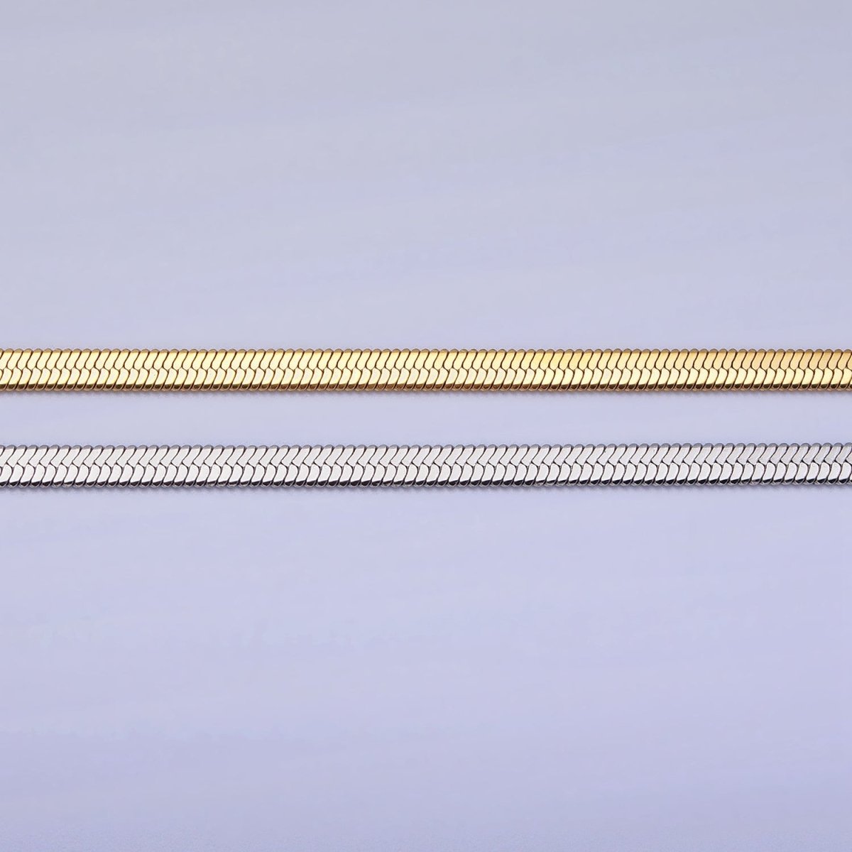 Stainless Steel 3mm Snake Herringbone 19.5 Inch, 17.7 Inch Chain Necklace with Lobster Clasps in Gold & Silver | WA-1617 - WA-1621 Clearance Pricing - DLUXCA