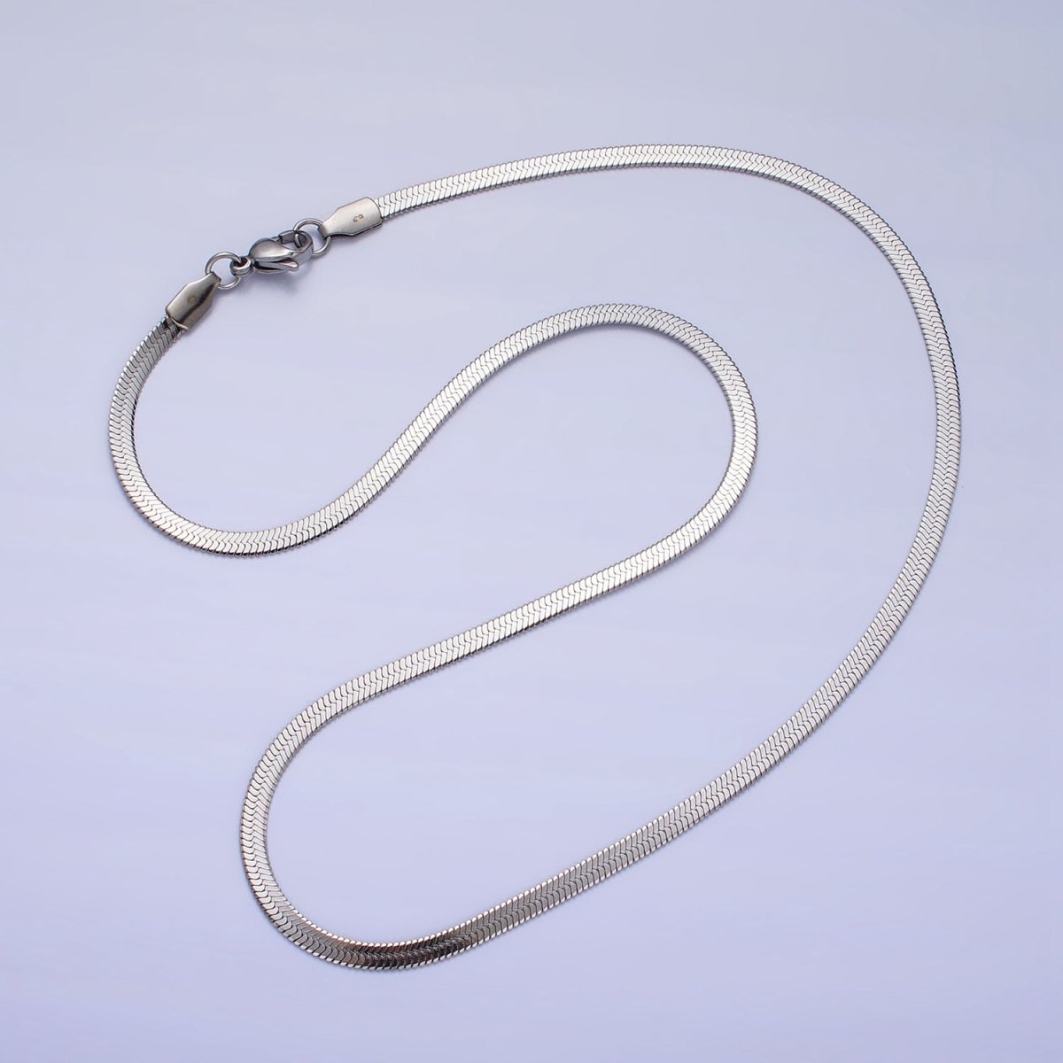 Stainless Steel 3mm Snake Herringbone 19.5 Inch, 17.7 Inch Chain Necklace with Lobster Clasps in Gold & Silver | WA-1617 - WA-1621 Clearance Pricing - DLUXCA