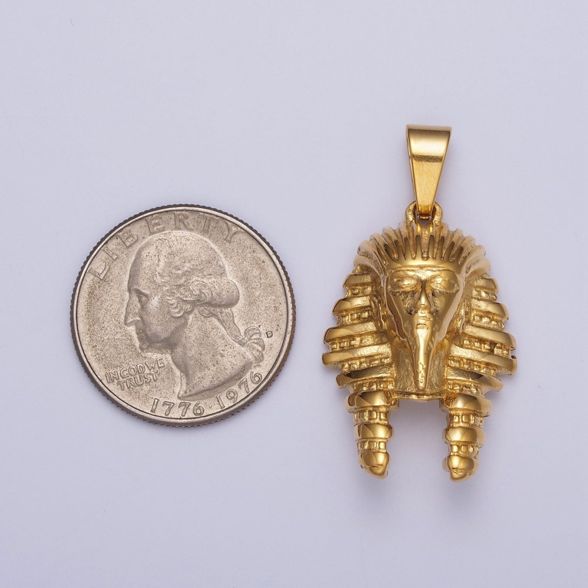 Stainless Steel 40mm Ancient Egyptian Mummy King Pharaoh Pendant in Gold & Silver J-507 J-508 - DLUXCA