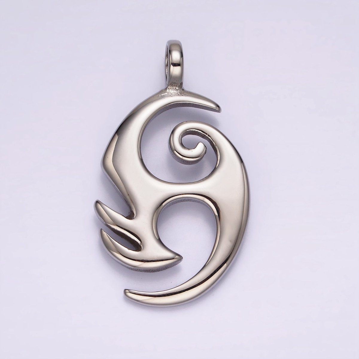 Stainless Steel 40mm Curved Edge Geometric Open Oval Pendant | P1366 - DLUXCA