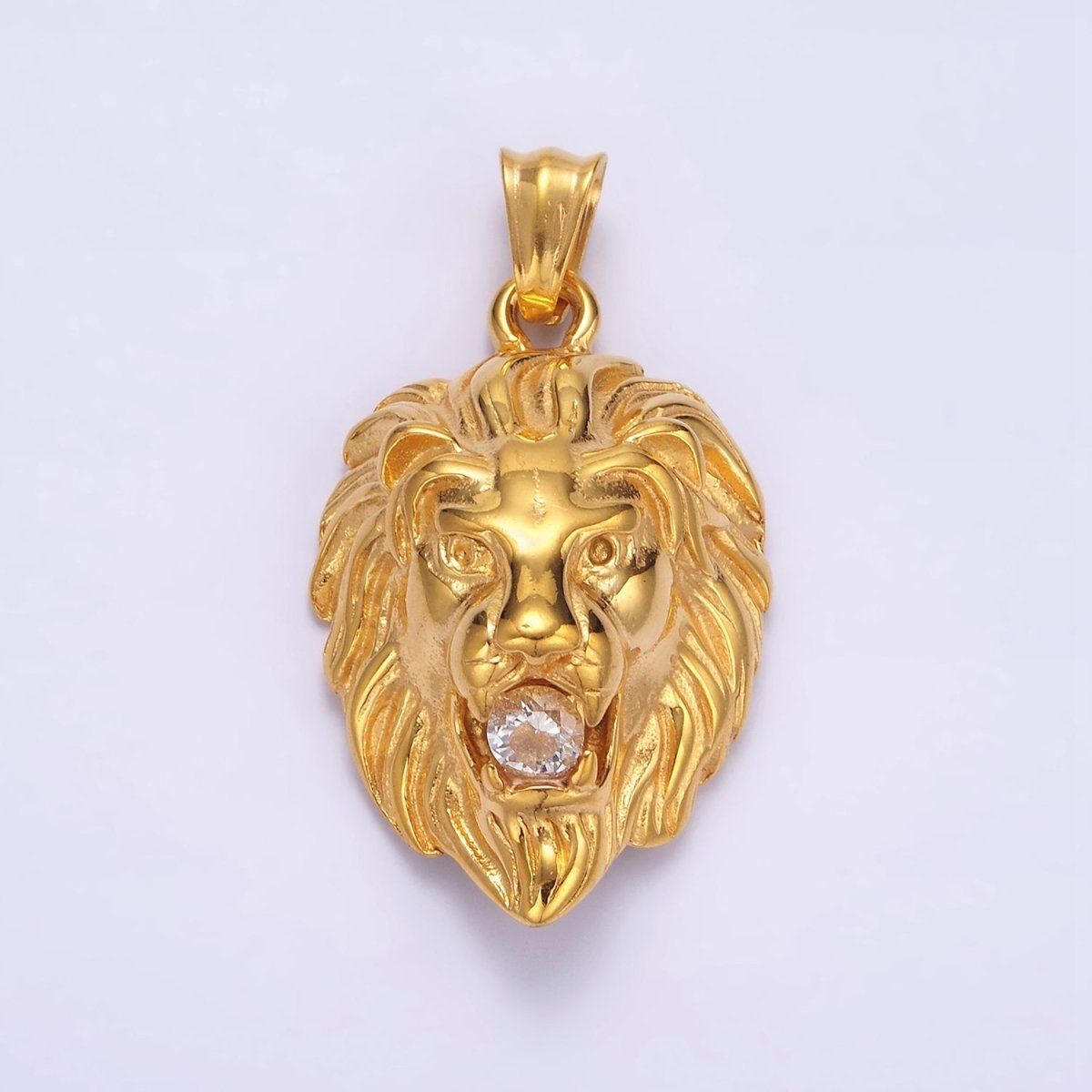 Stainless Steel 40mm Roaring Lion Animal Statement Pendant in Gold & Silver | P-783 P-784 - DLUXCA