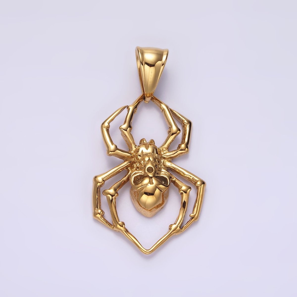 Stainless Steel 41mm Skull Skeleton Spider Insect Pendant in Gold & Silver | P-739 P-740 - DLUXCA