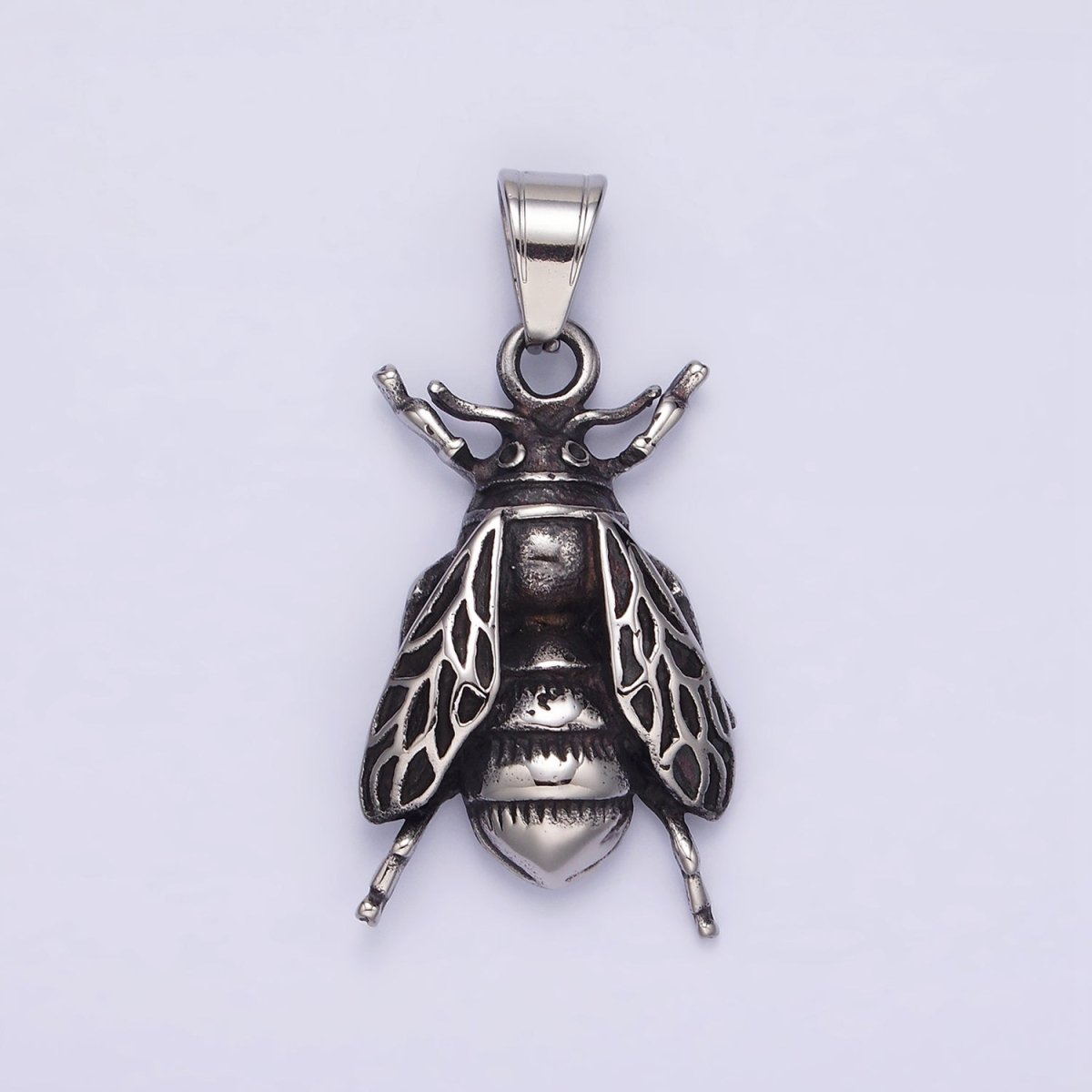 Stainless Steel 42mm Beetle Moth Wings Insect Pendant | P-778 - DLUXCA