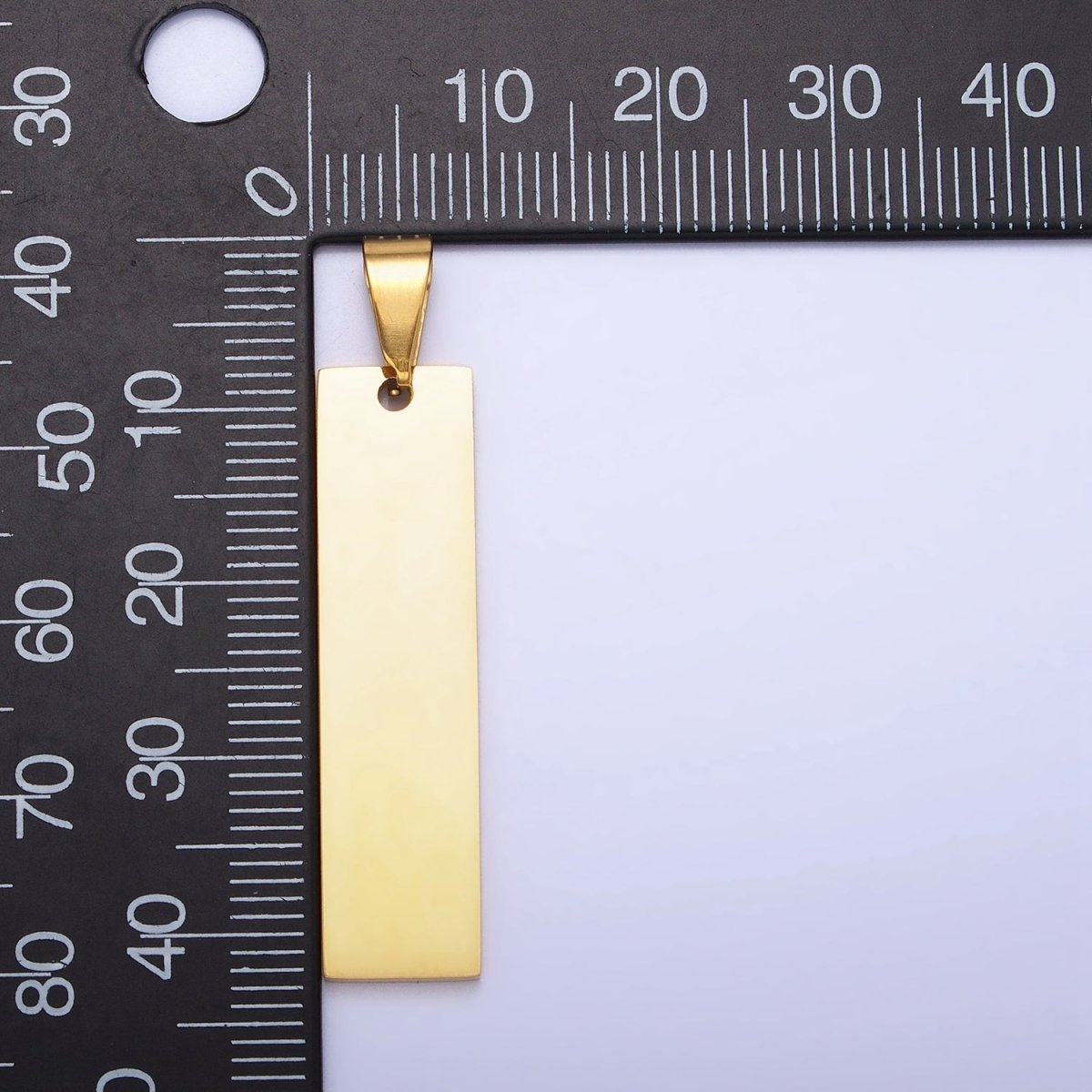 Stainless Steel 42mm Rectangular Tag Personalized Pendant in Gold & Silver | P-1087 P-1088 - DLUXCA