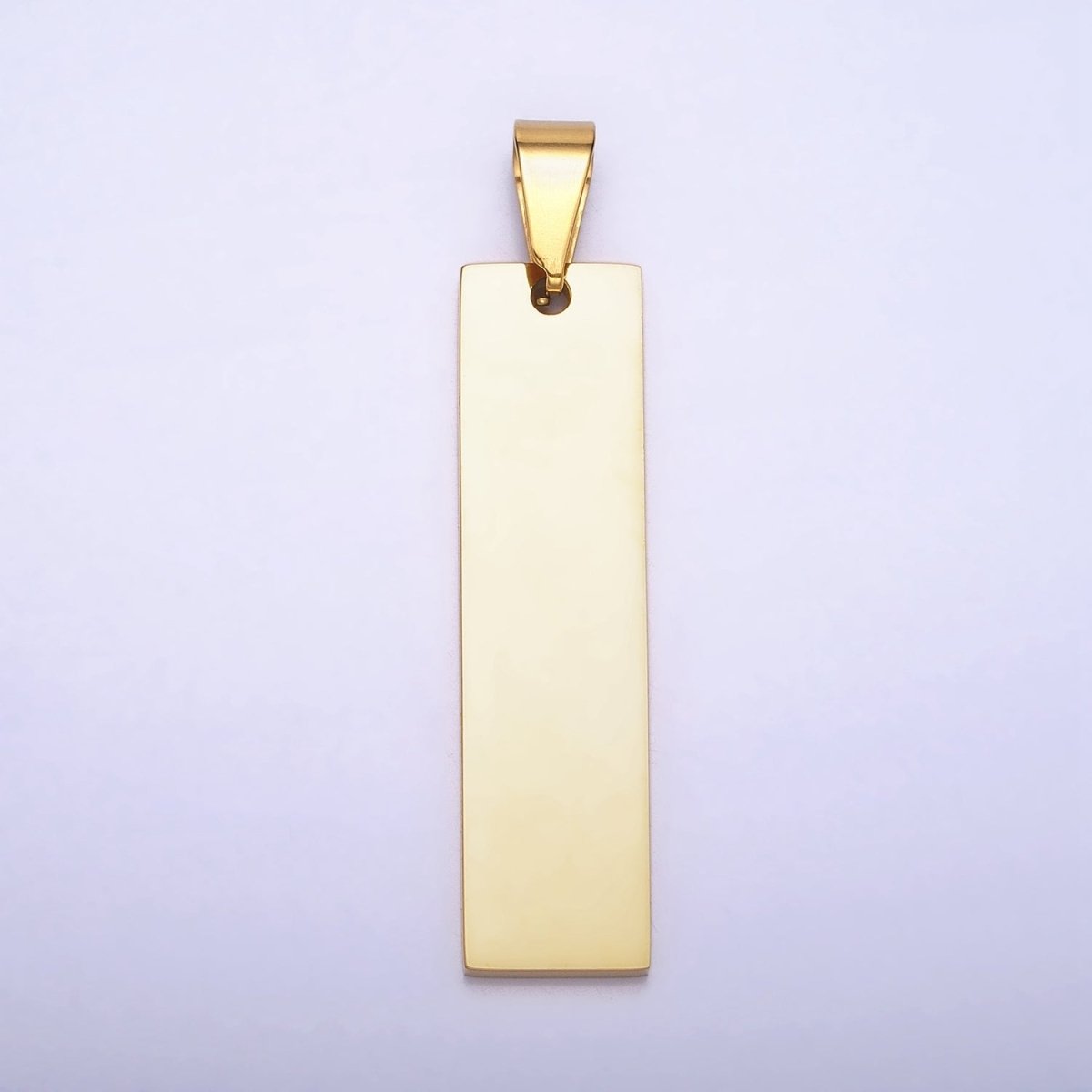 Stainless Steel 42mm Rectangular Tag Personalized Pendant in Gold & Silver | P-1087 P-1088 - DLUXCA
