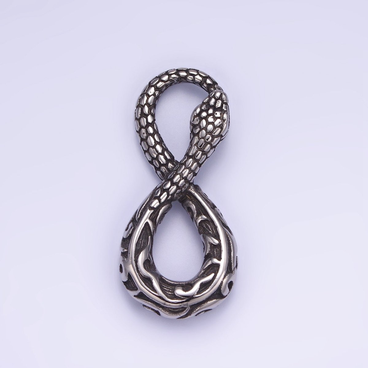 Stainless Steel 43mm Artisan Scaled Snake Serpent Animal Infinity Charm | P946 - DLUXCA
