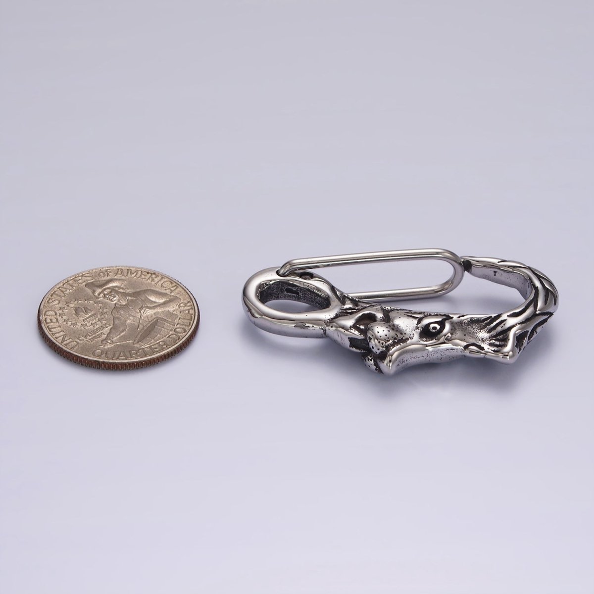 Stainless Steel 45mm Lion Animal Carabiner Snap Hook Findings | Z665 - DLUXCA