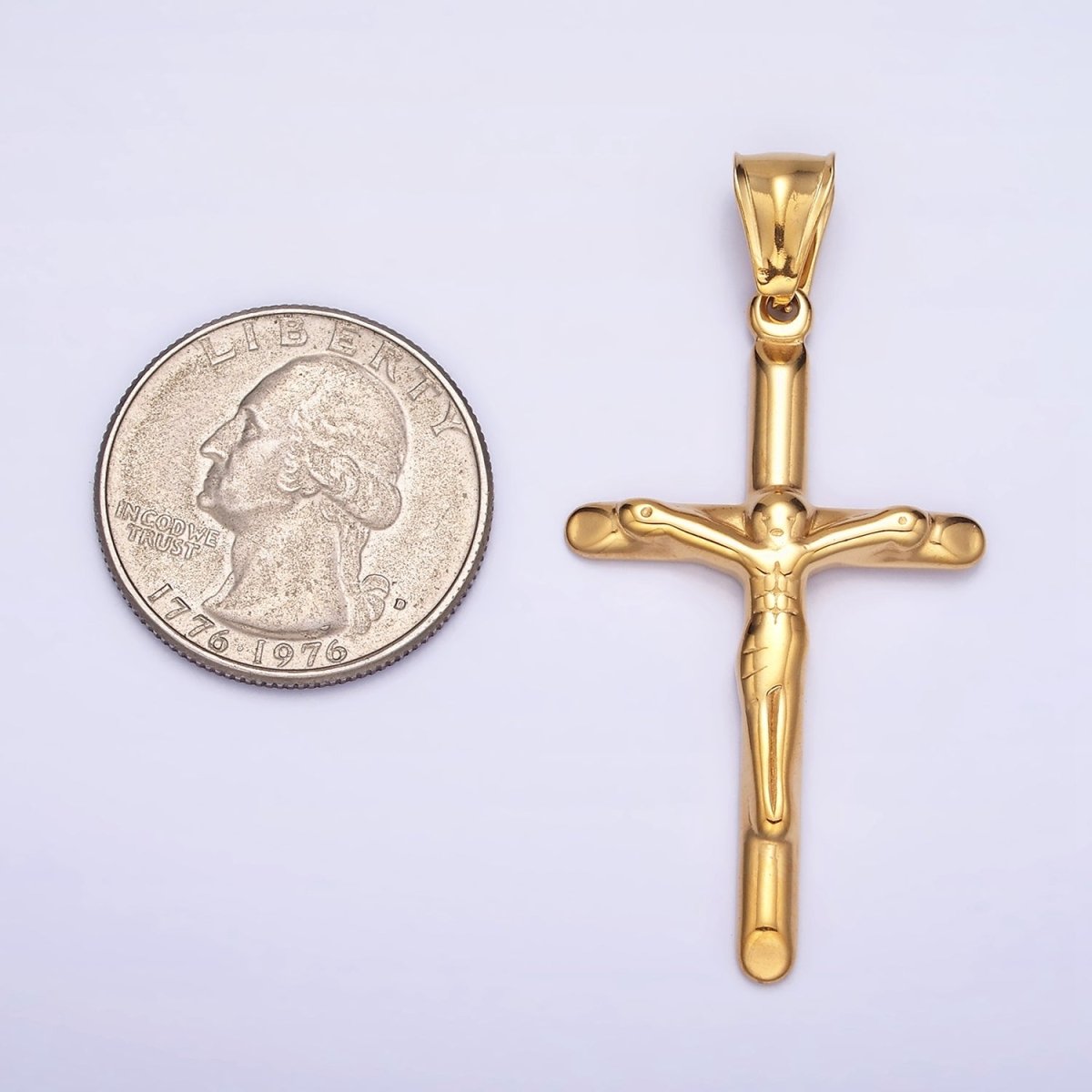 Stainless Steel 46.7mm, 38.7mm Edged Religious Jesus Crucifix Cross Pendant | P1167 P1168 - DLUXCA