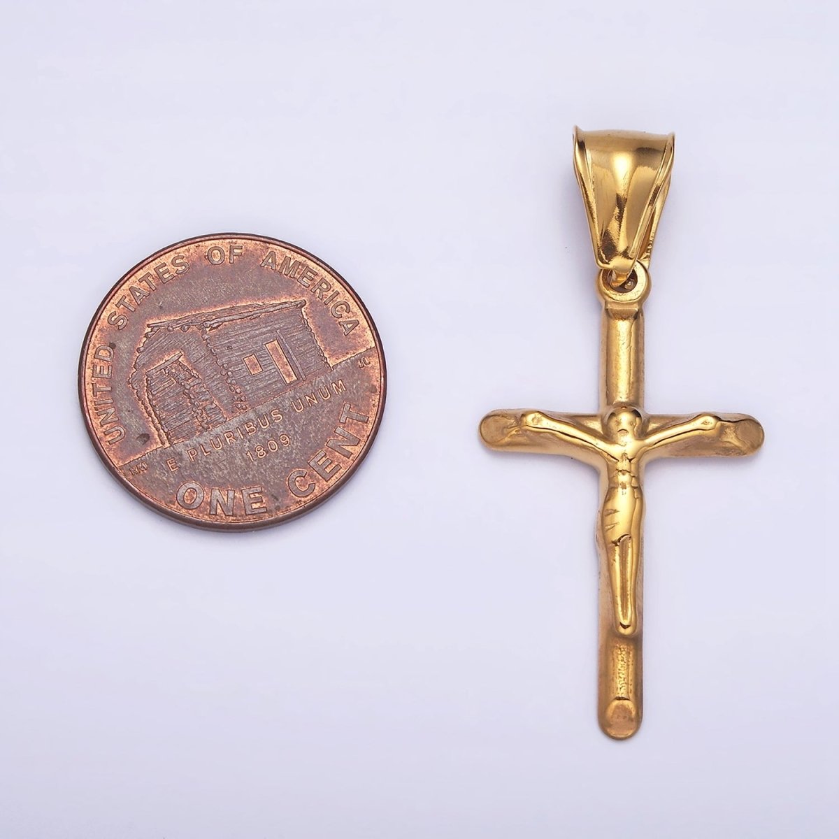 Stainless Steel 46.7mm, 38.7mm Edged Religious Jesus Crucifix Cross Pendant | P1167 P1168 - DLUXCA