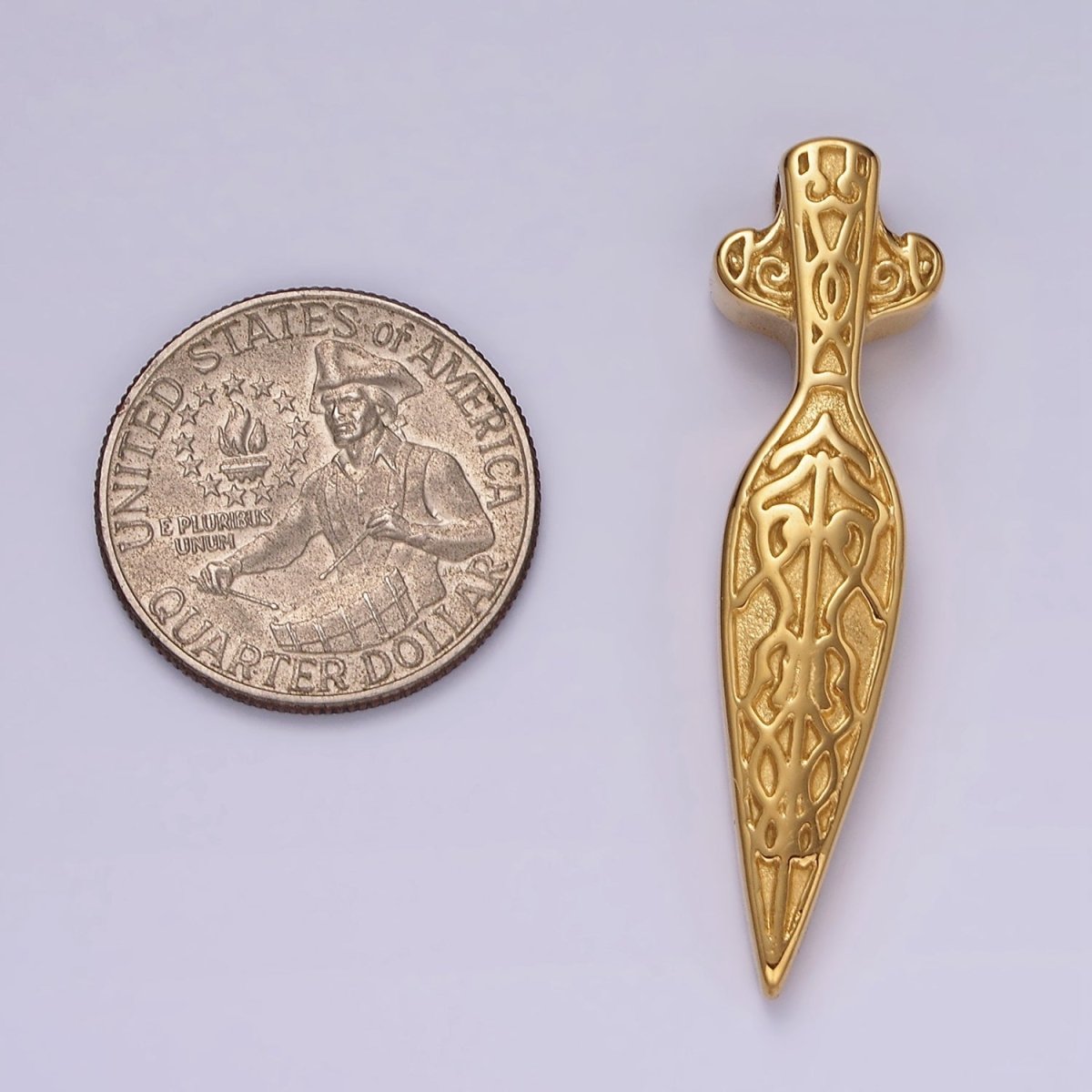 Stainless Steel 47mm Artisan Sword Dagger Knife Weapon Pendant | P1069 - DLUXCA