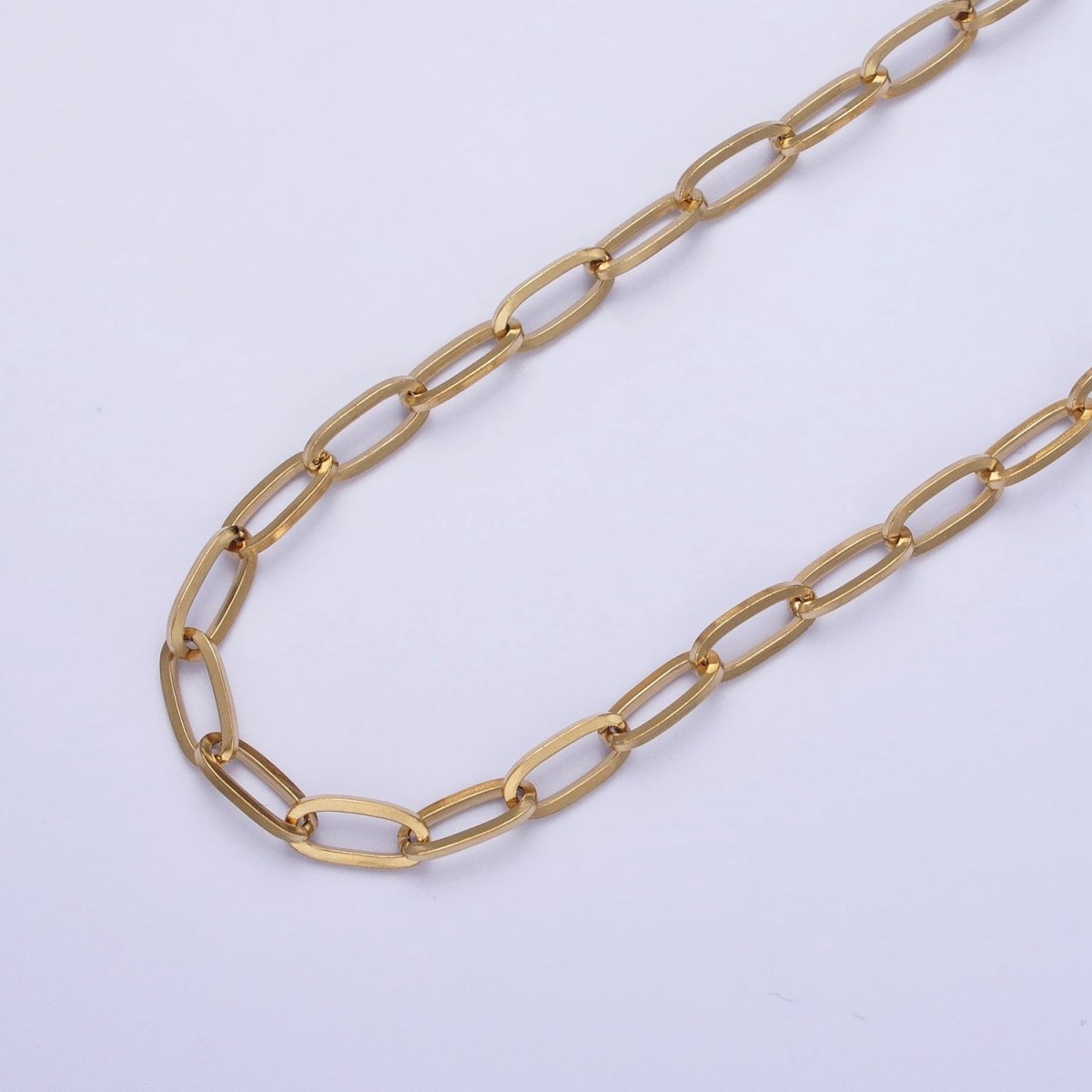 Stainless Steel 4.8mm Paperclip Unfinished Tarnish-Free Chain by Yard in Gold & Silver | ROLL-1358 ROLL-1359 Clearance Pricing - DLUXCA