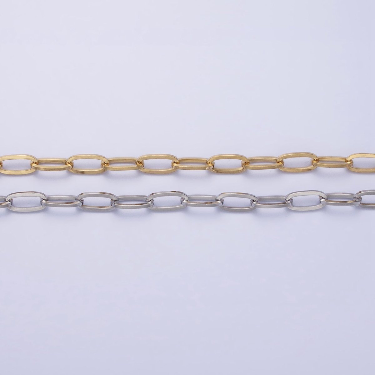 Stainless Steel 4.8mm Paperclip Unfinished Tarnish-Free Chain by Yard in Gold & Silver | ROLL-1358 ROLL-1359 Clearance Pricing - DLUXCA