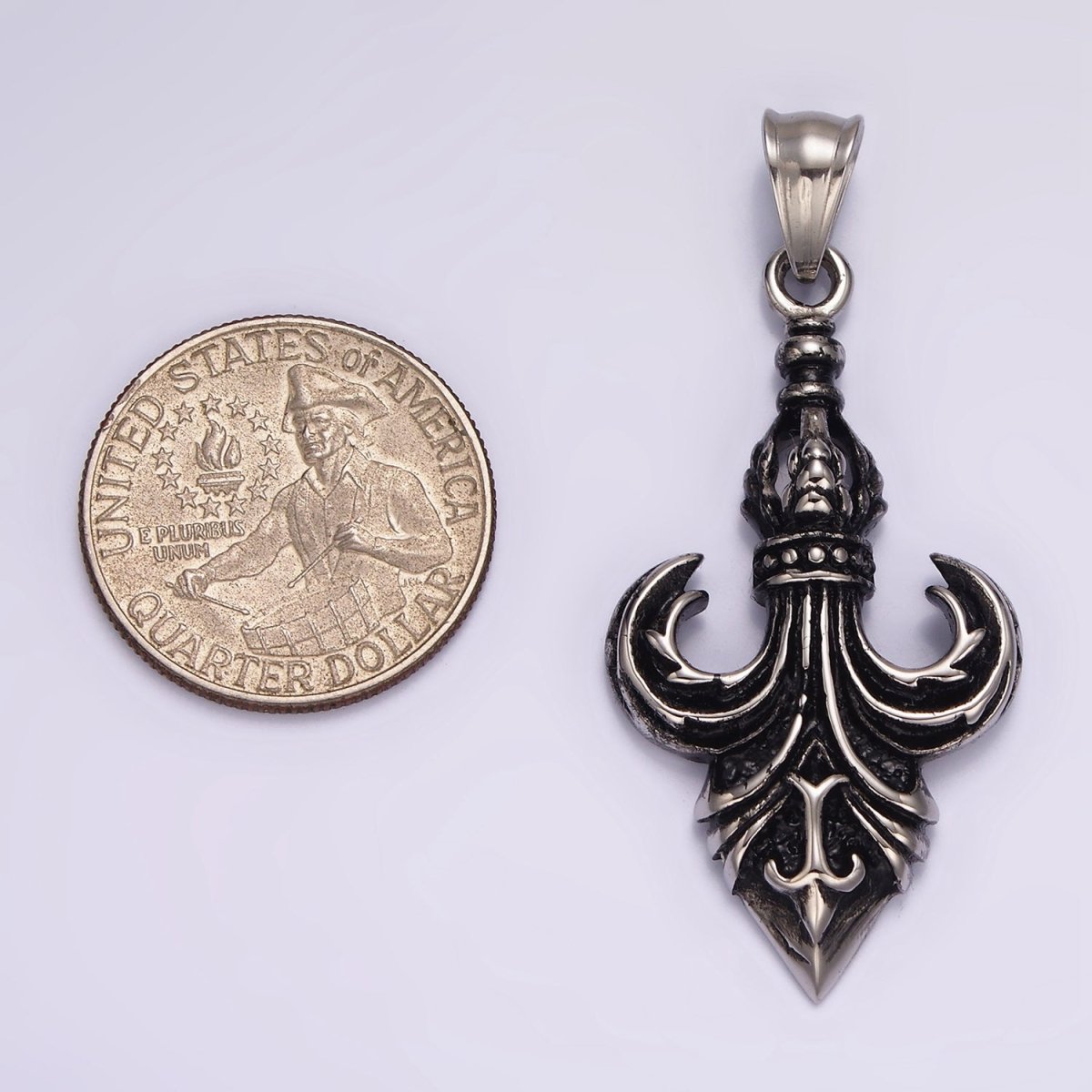 Stainless Steel 50mm Fleur de Lis French Artisan Pendant | P875 - DLUXCA