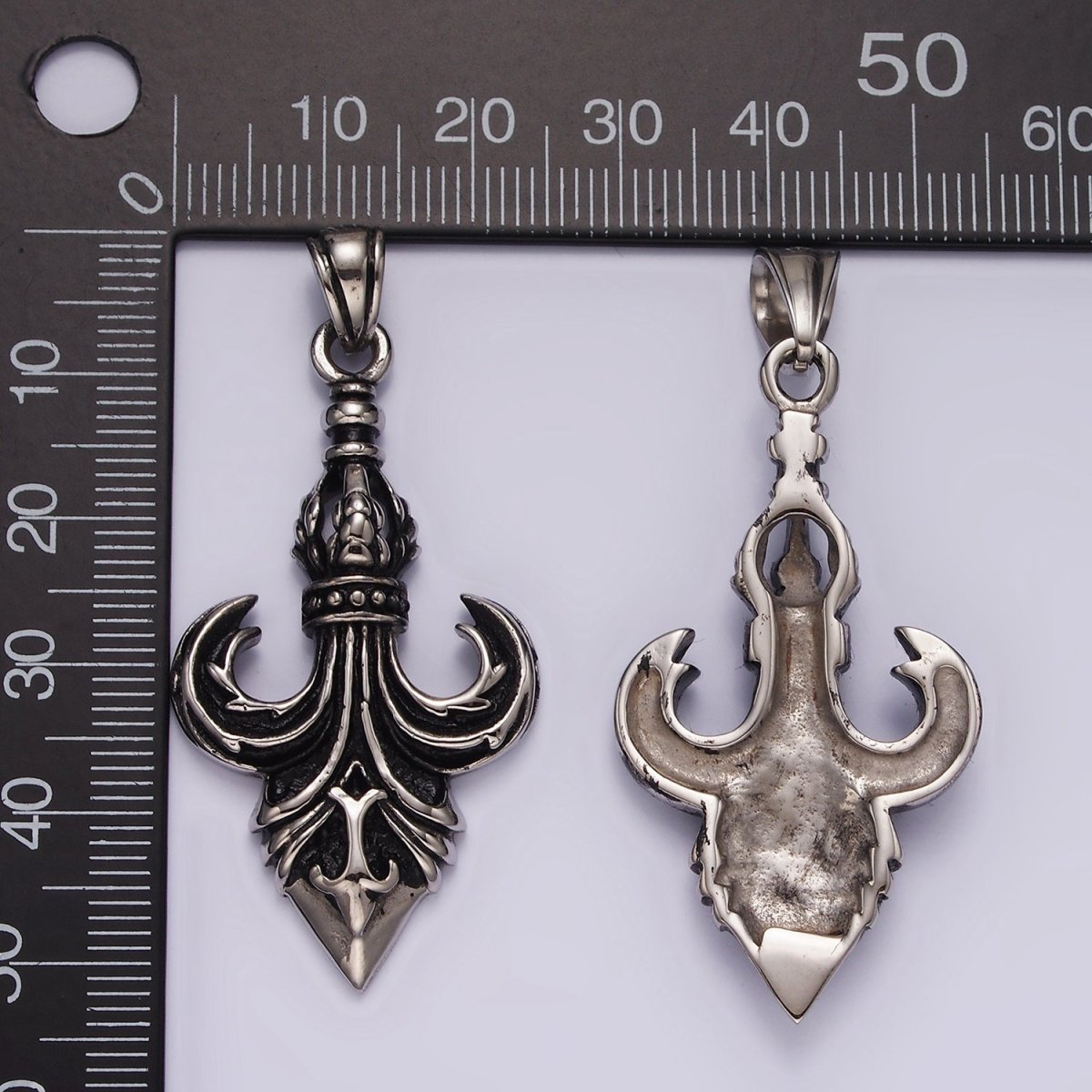 Stainless Steel 50mm Fleur de Lis French Artisan Pendant | P875 - DLUXCA