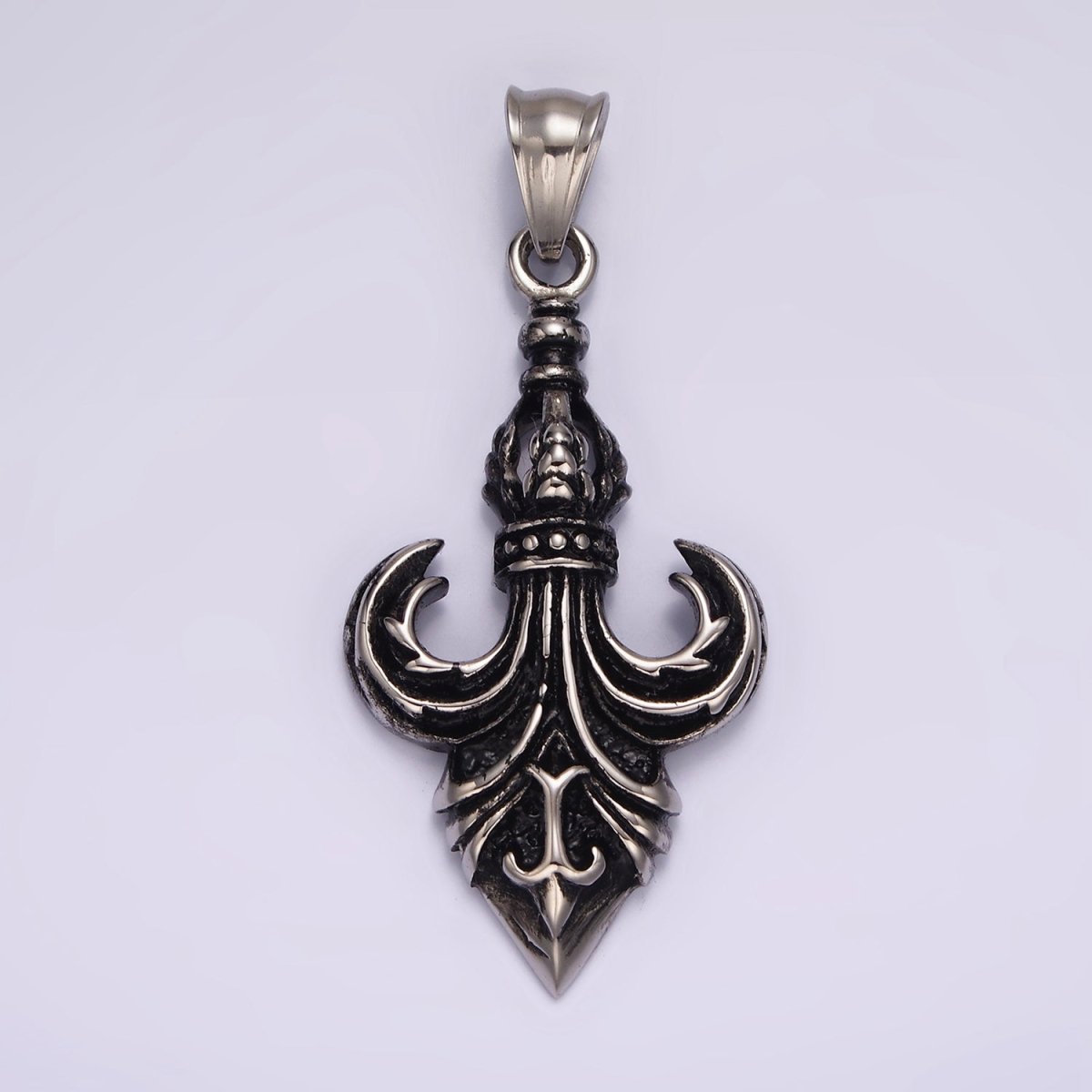 Stainless Steel 50mm Fleur de Lis French Artisan Pendant | P875 - DLUXCA