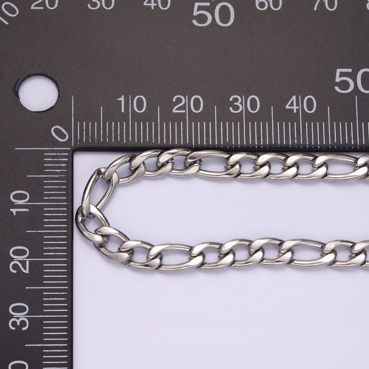 Stainless Steel 5mm Figaro 20 Inch, 22 Inch, 24 Inch Layering Chain Necklace | WA-2271 - WA-2273 Clearance Pricing - DLUXCA