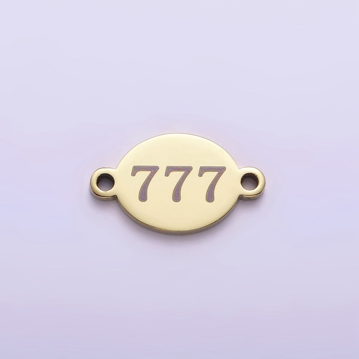 Stainless Steel 8mm Angel Number Numerology Engraved Oval Gold Connector G-672~G-681 - DLUXCA