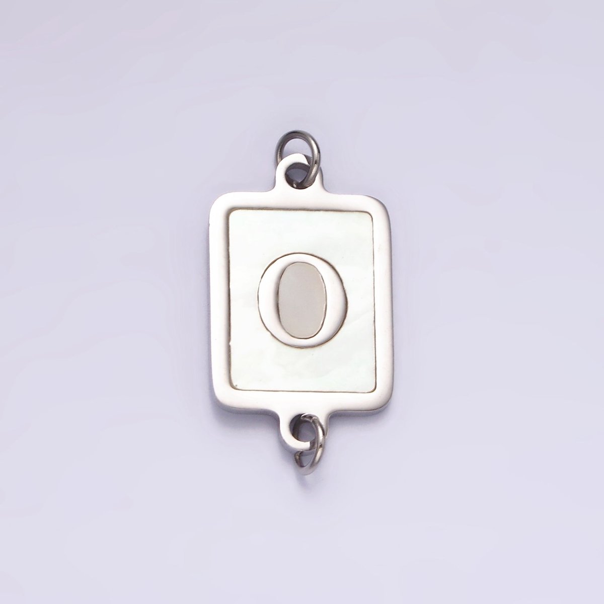 Stainless Steel A-Z Initial Letter Alphabet Shell Pearl Rectangular Silver Connector | A1299 - A1324 - DLUXCA