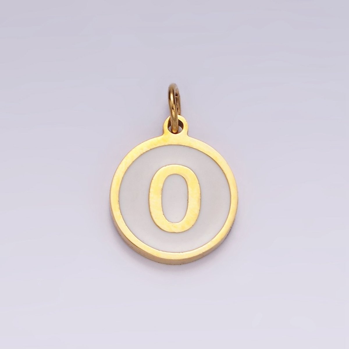Stainless Steel A-Z Initial Letter Alphabet White Enamel 10mm Round Charm | A1054~A1066 - DLUXCA